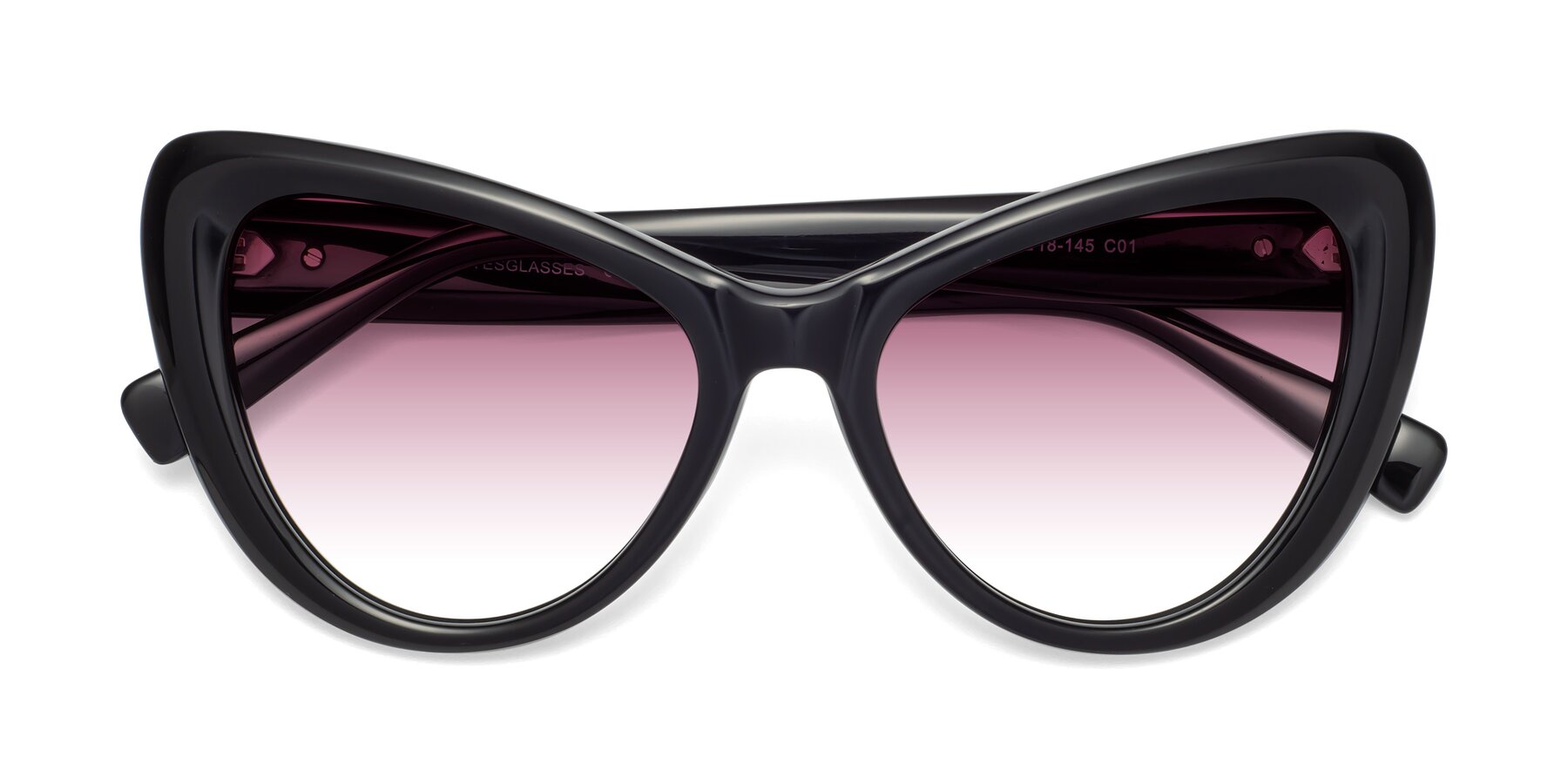 Folded Front of 1574 in Black with Wine Gradient Lenses