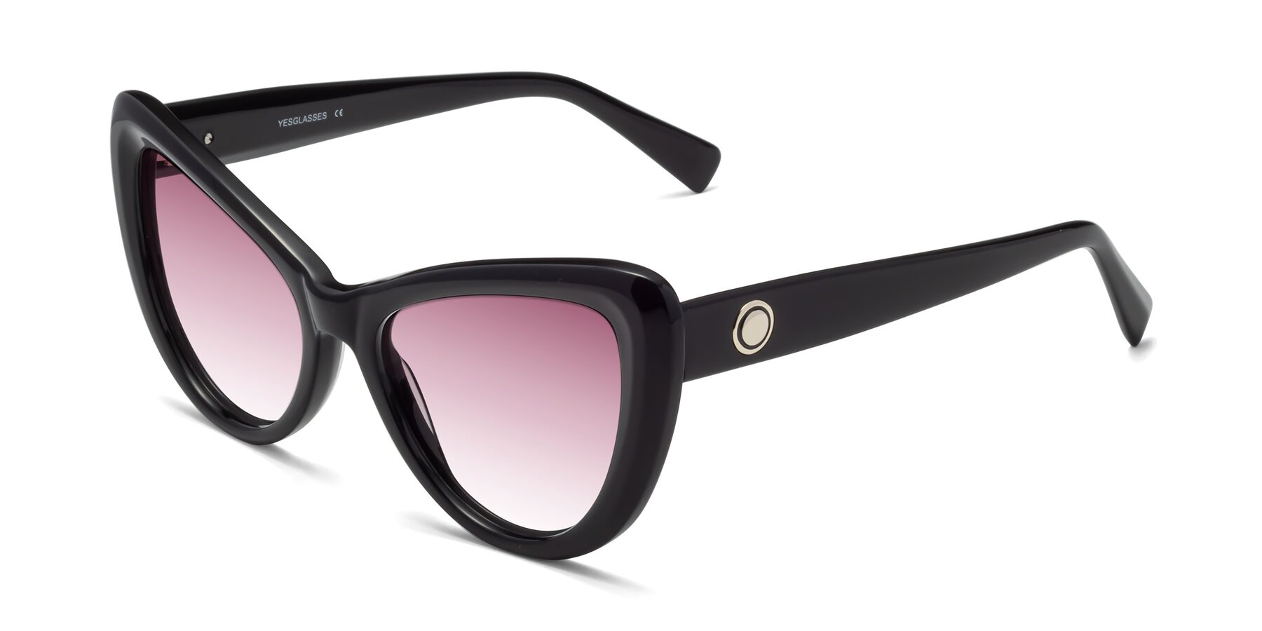 Angle of 1574 in Black with Wine Gradient Lenses