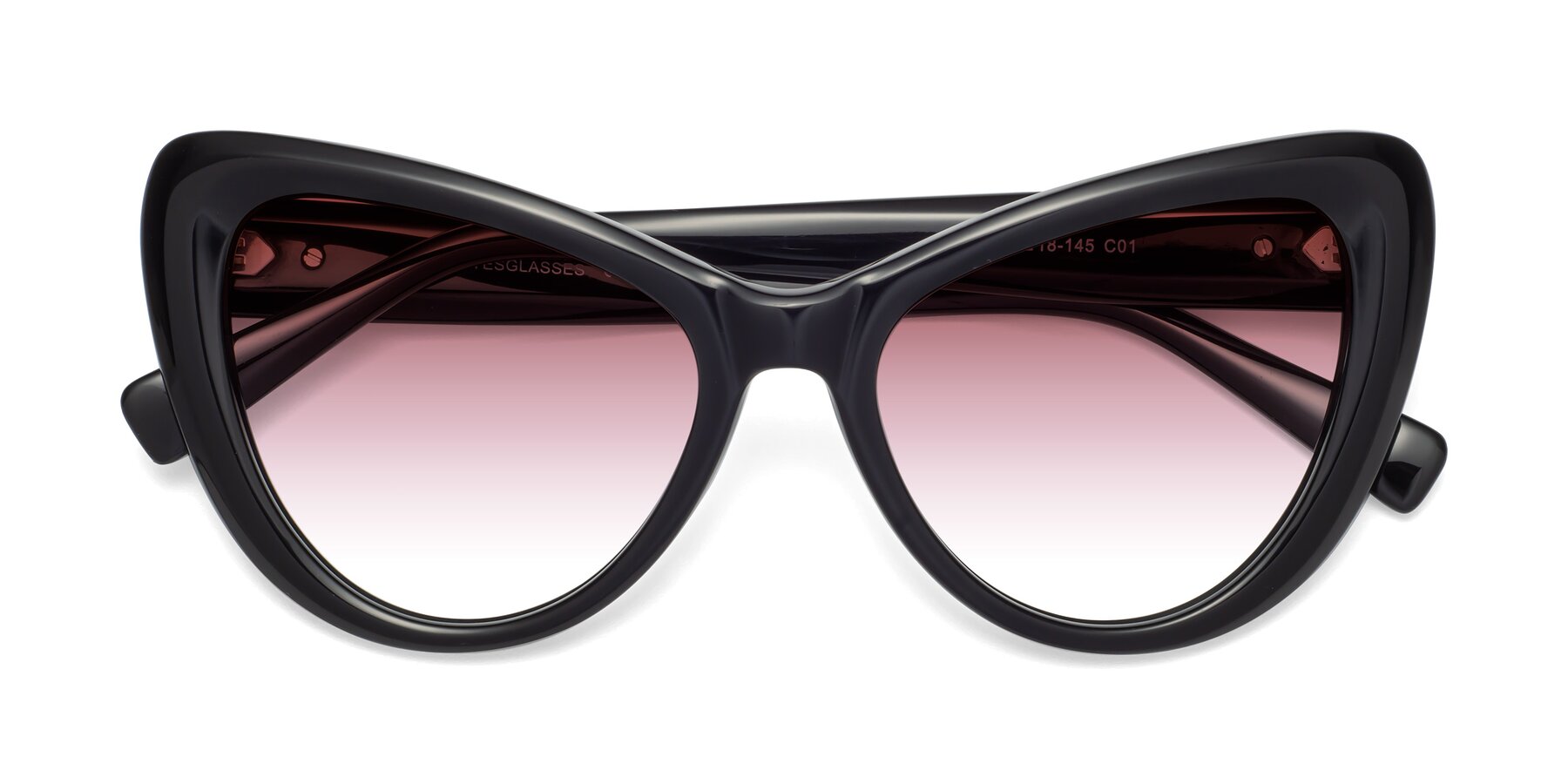 Folded Front of 1574 in Black with Garnet Gradient Lenses