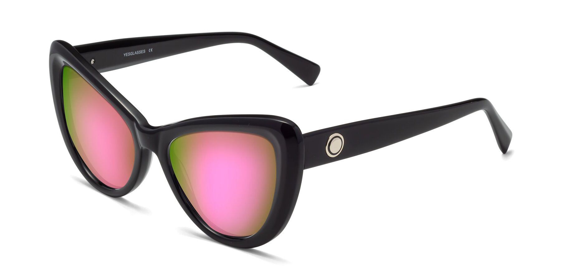 Angle of 1574 in Black with Pink Mirrored Lenses
