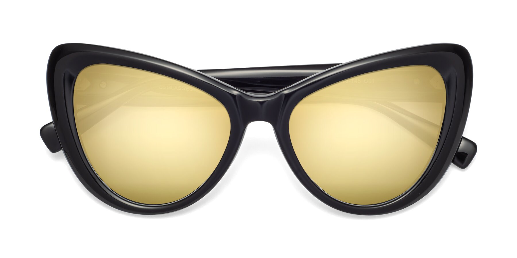 Folded Front of 1574 in Black with Gold Mirrored Lenses