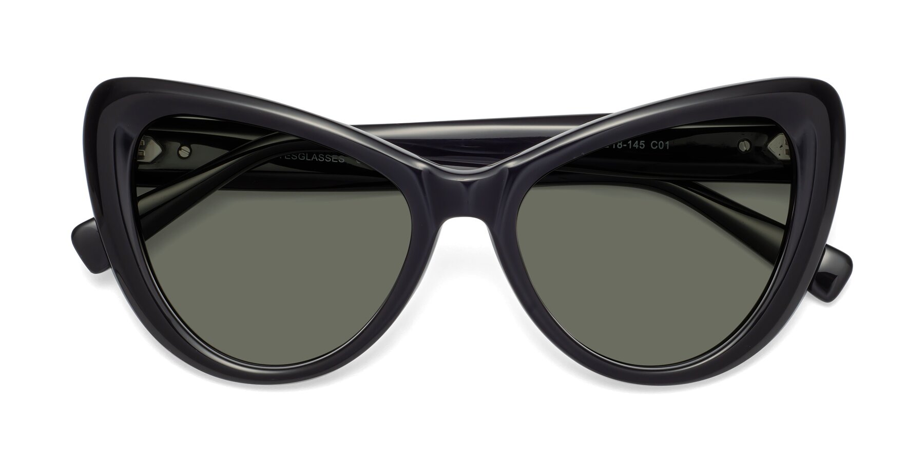 Folded Front of 1574 in Black with Gray Polarized Lenses