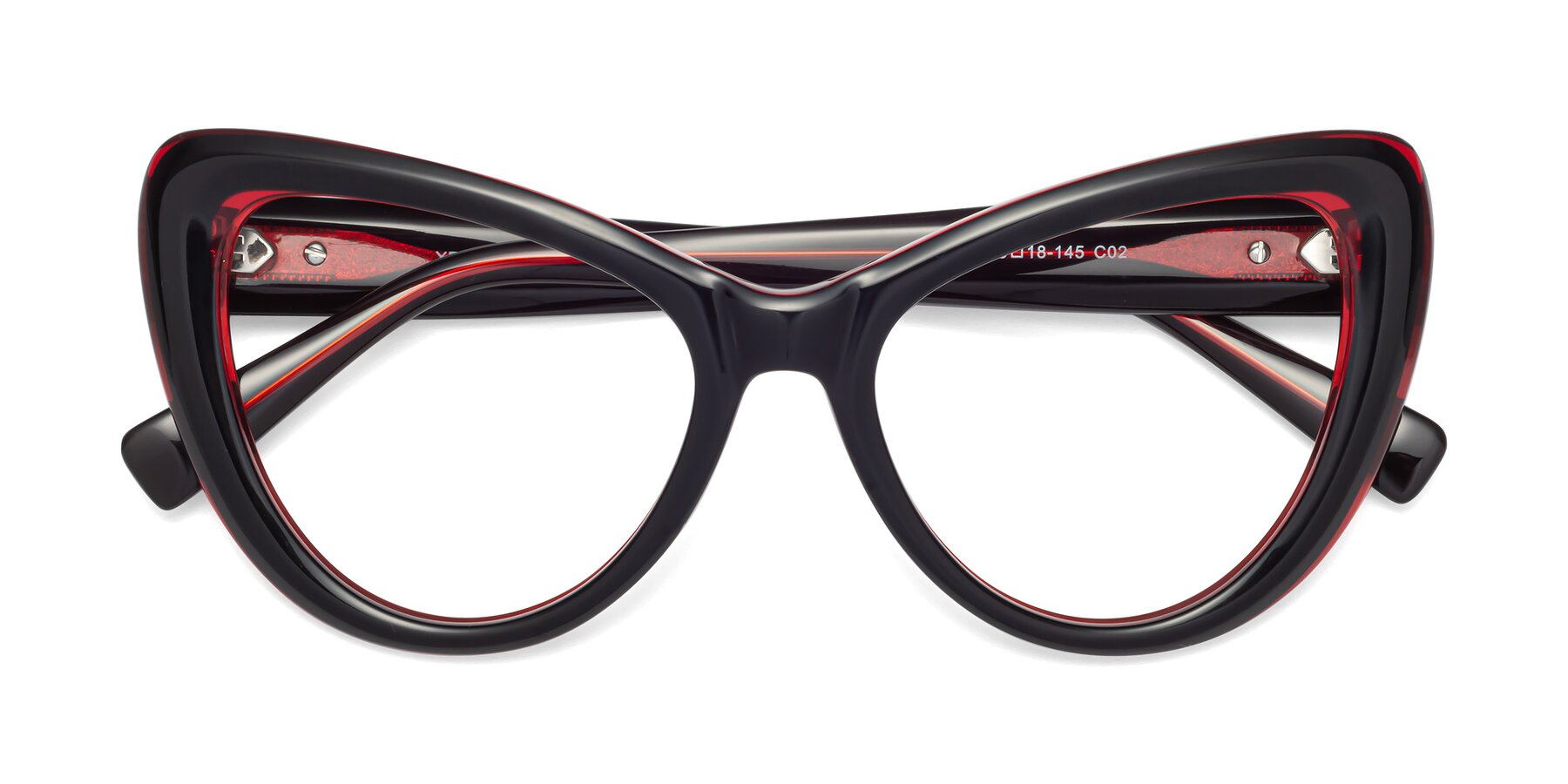 Folded Front of 1574 in Black-Wine with Clear Blue Light Blocking Lenses