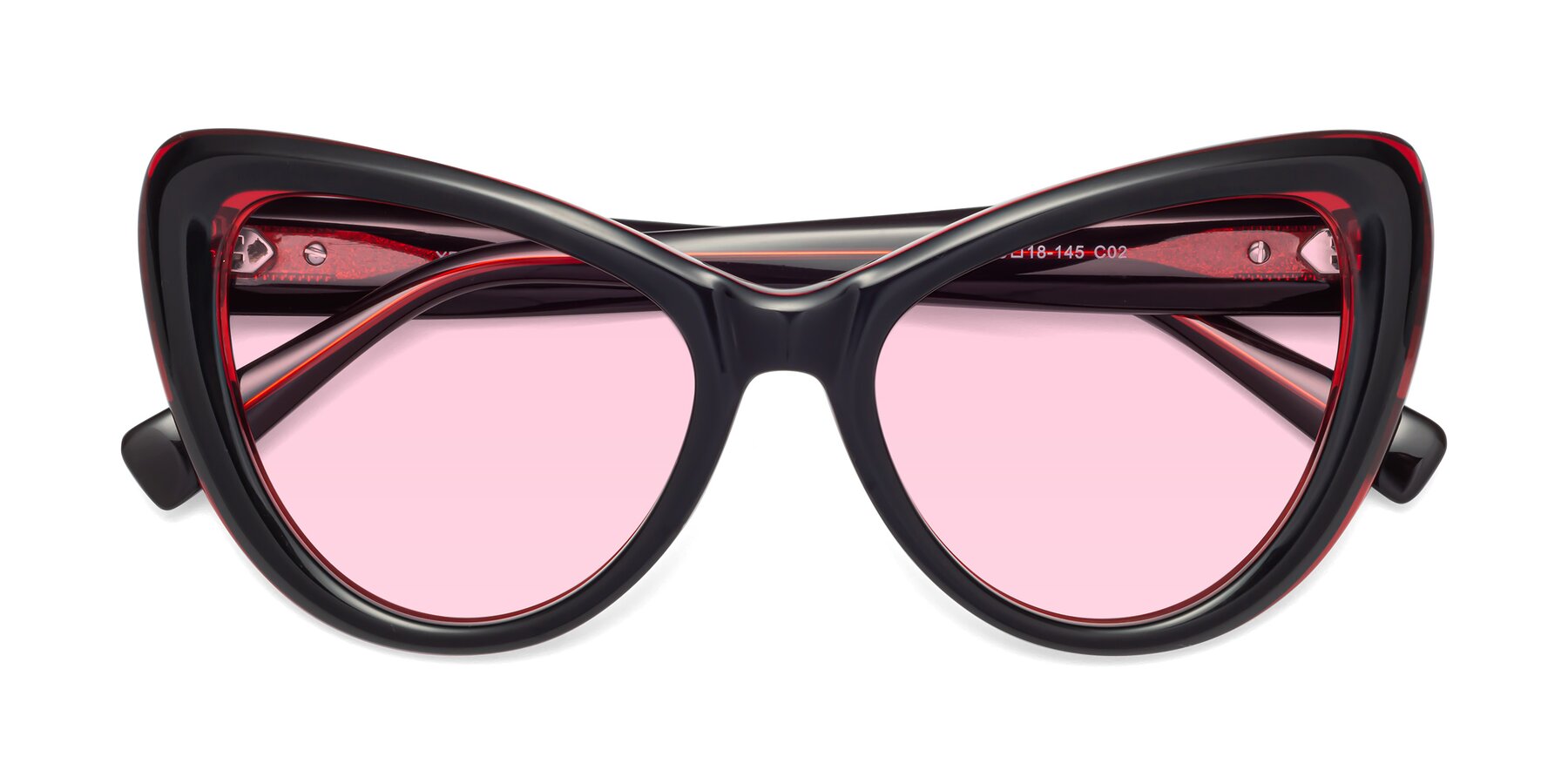 Folded Front of 1574 in Black-Wine with Light Pink Tinted Lenses