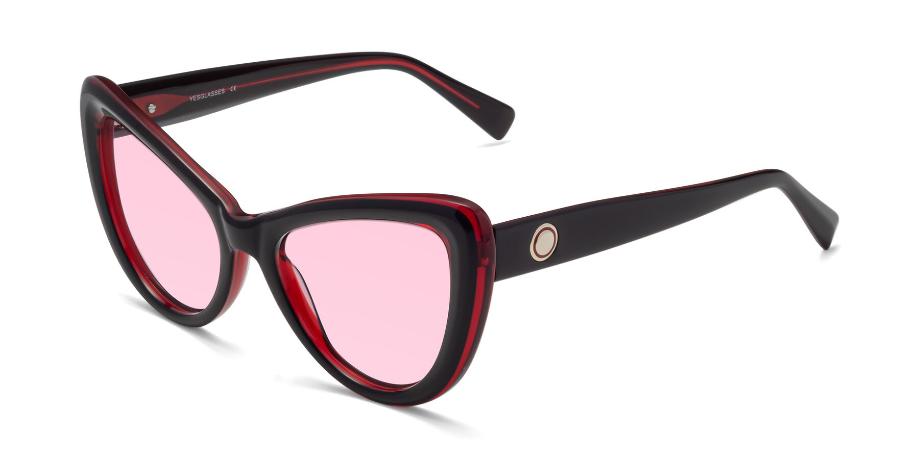 Angle of 1574 in Black-Wine with Light Pink Tinted Lenses