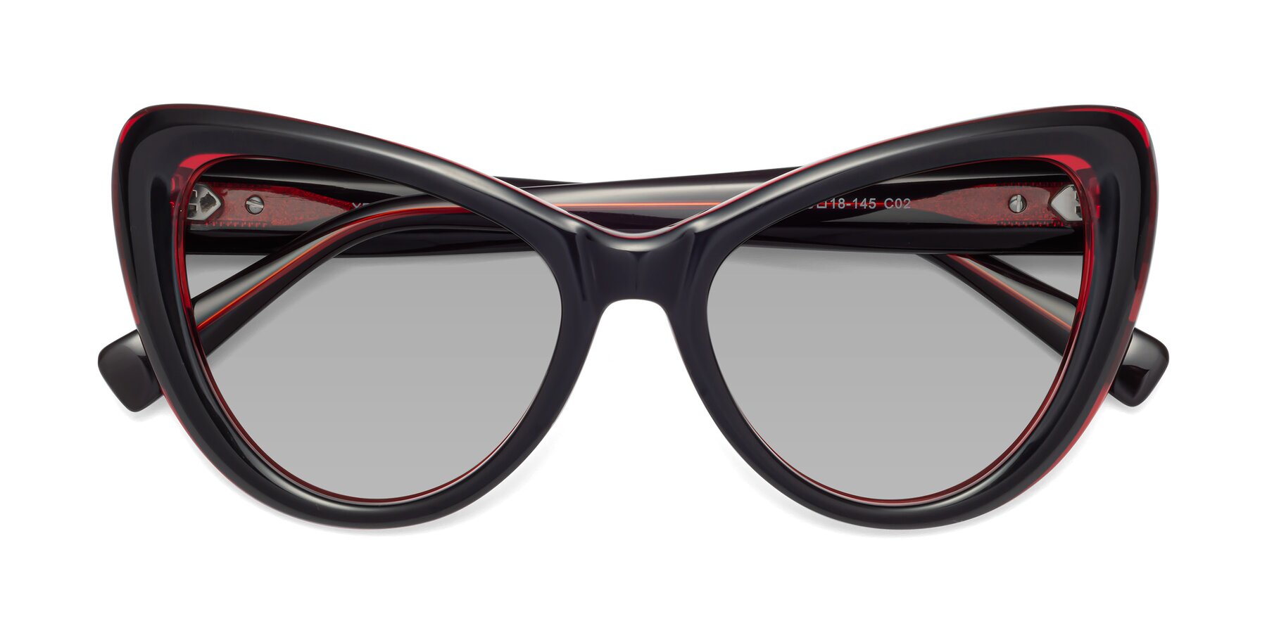 Folded Front of 1574 in Black-Wine with Light Gray Tinted Lenses