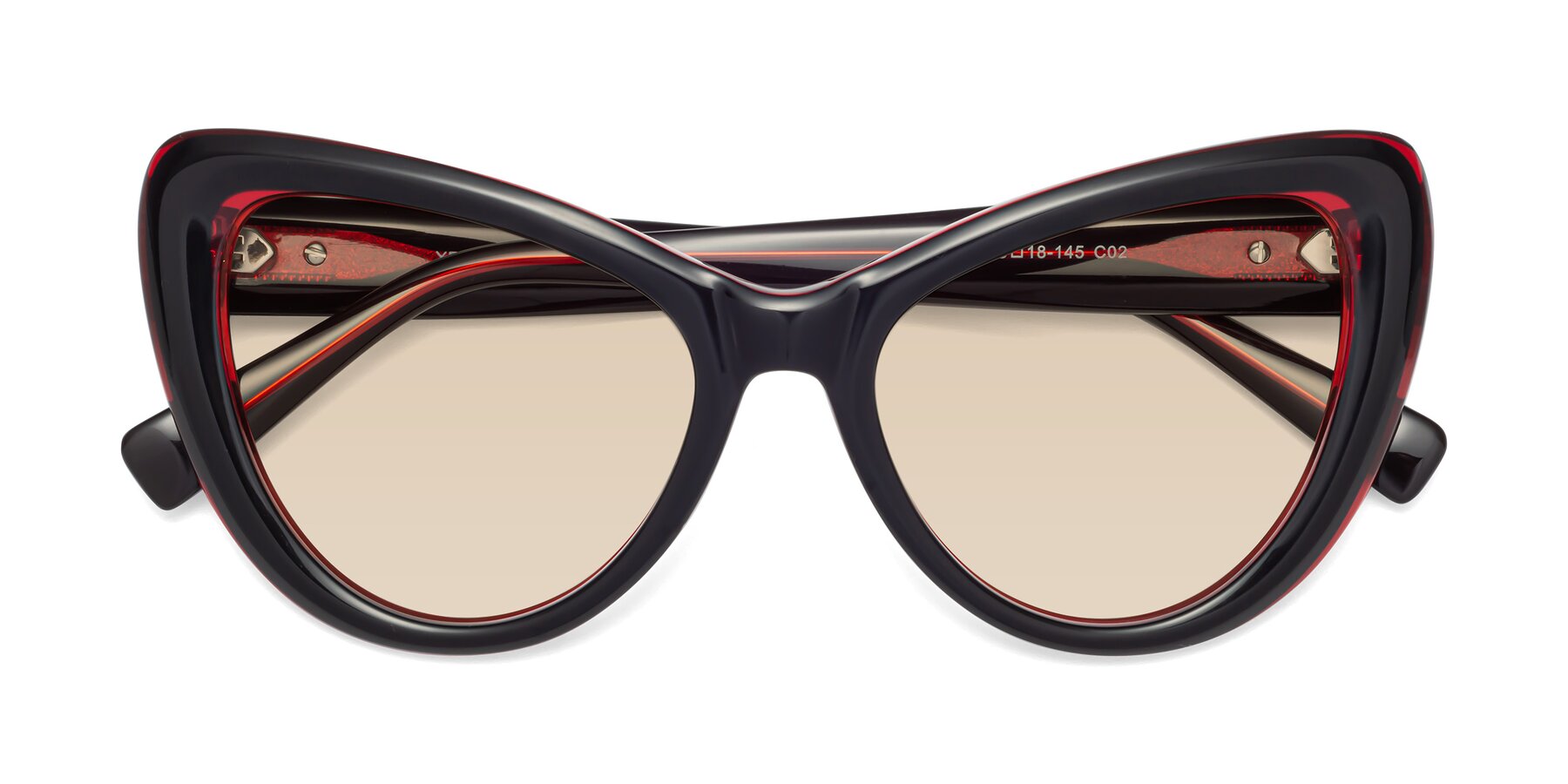 Folded Front of 1574 in Black-Wine with Light Brown Tinted Lenses