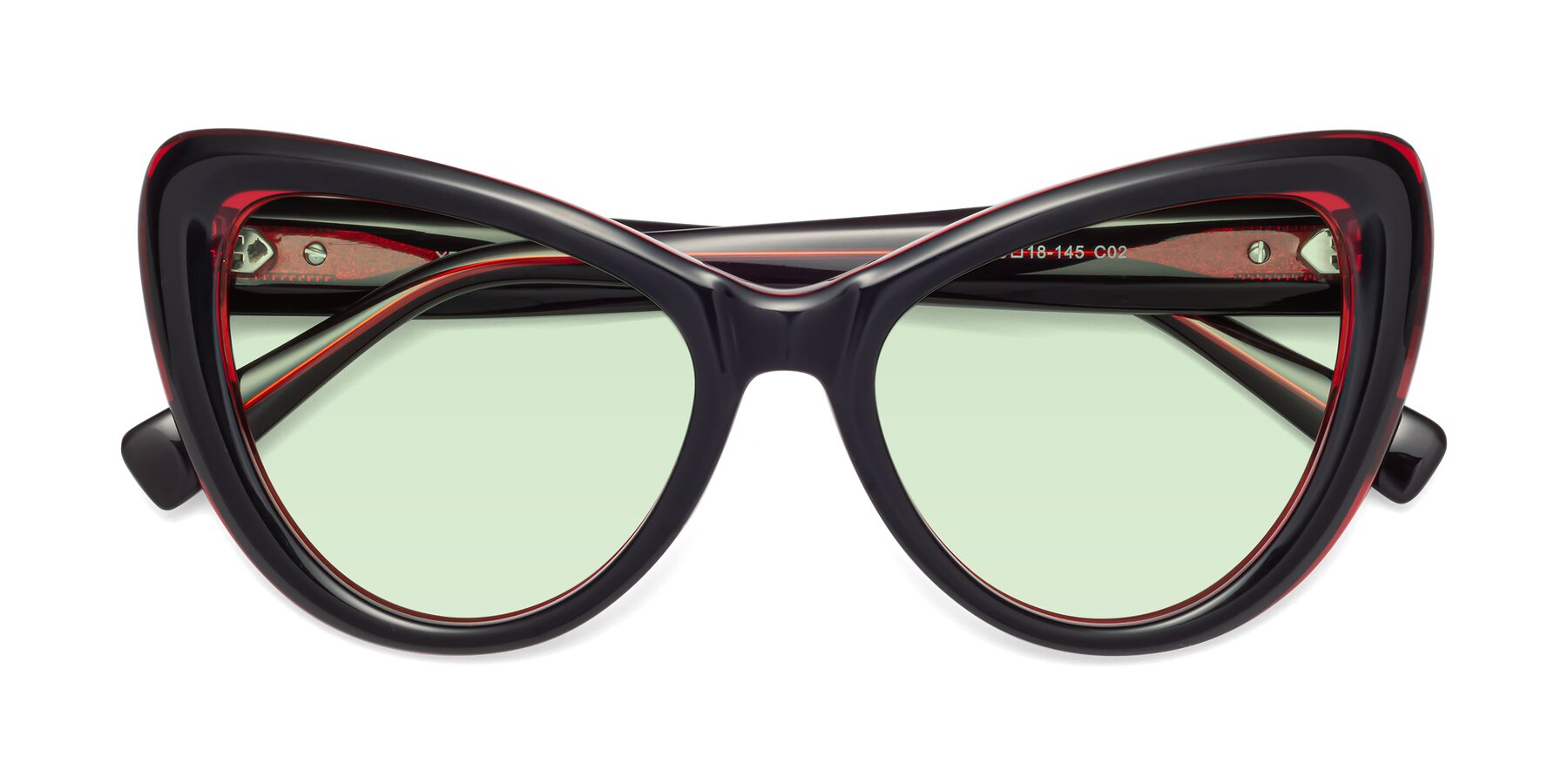 Folded Front of 1574 in Black-Wine with Light Green Tinted Lenses