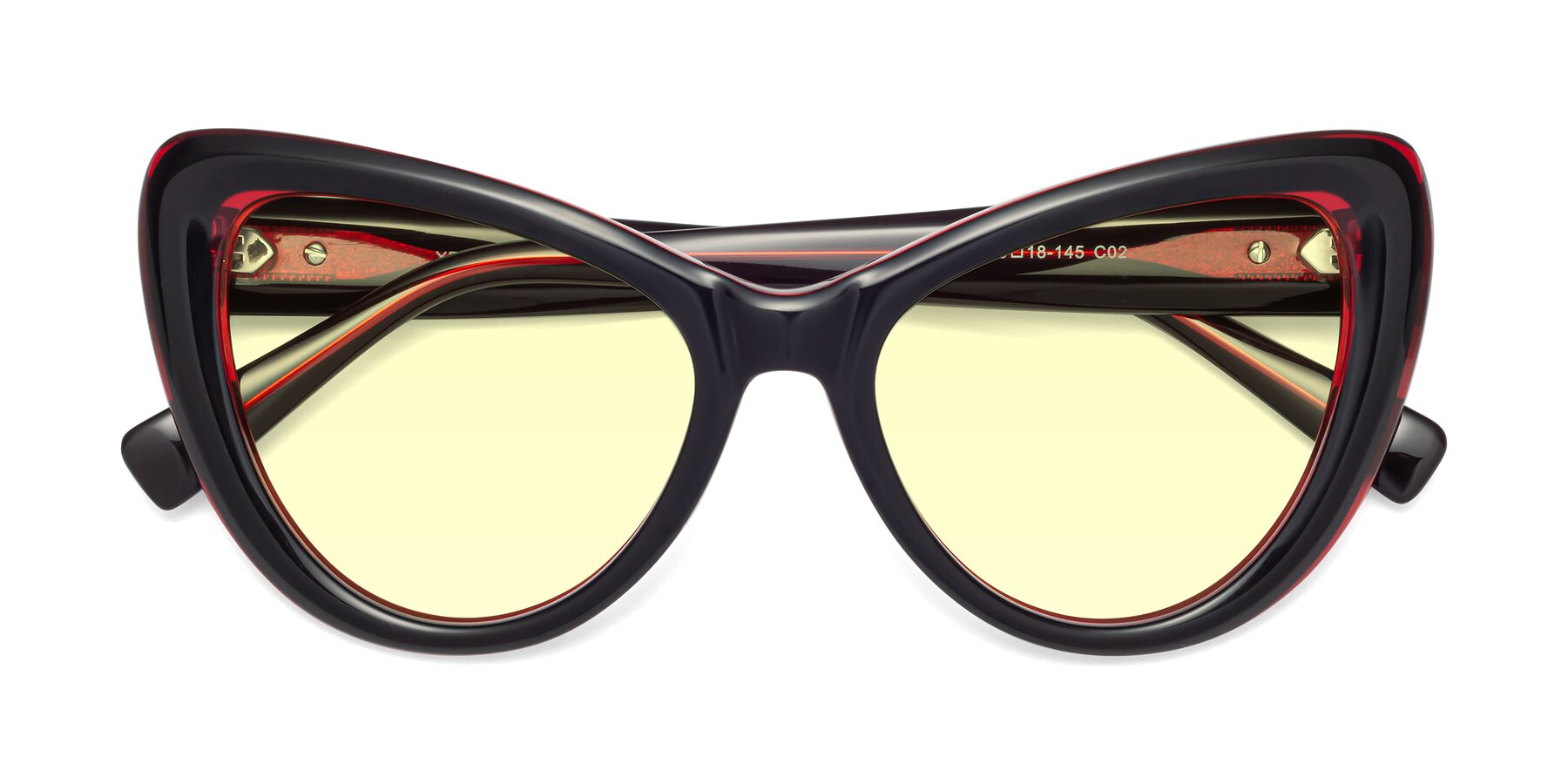 Folded Front of 1574 in Black-Wine with Light Yellow Tinted Lenses
