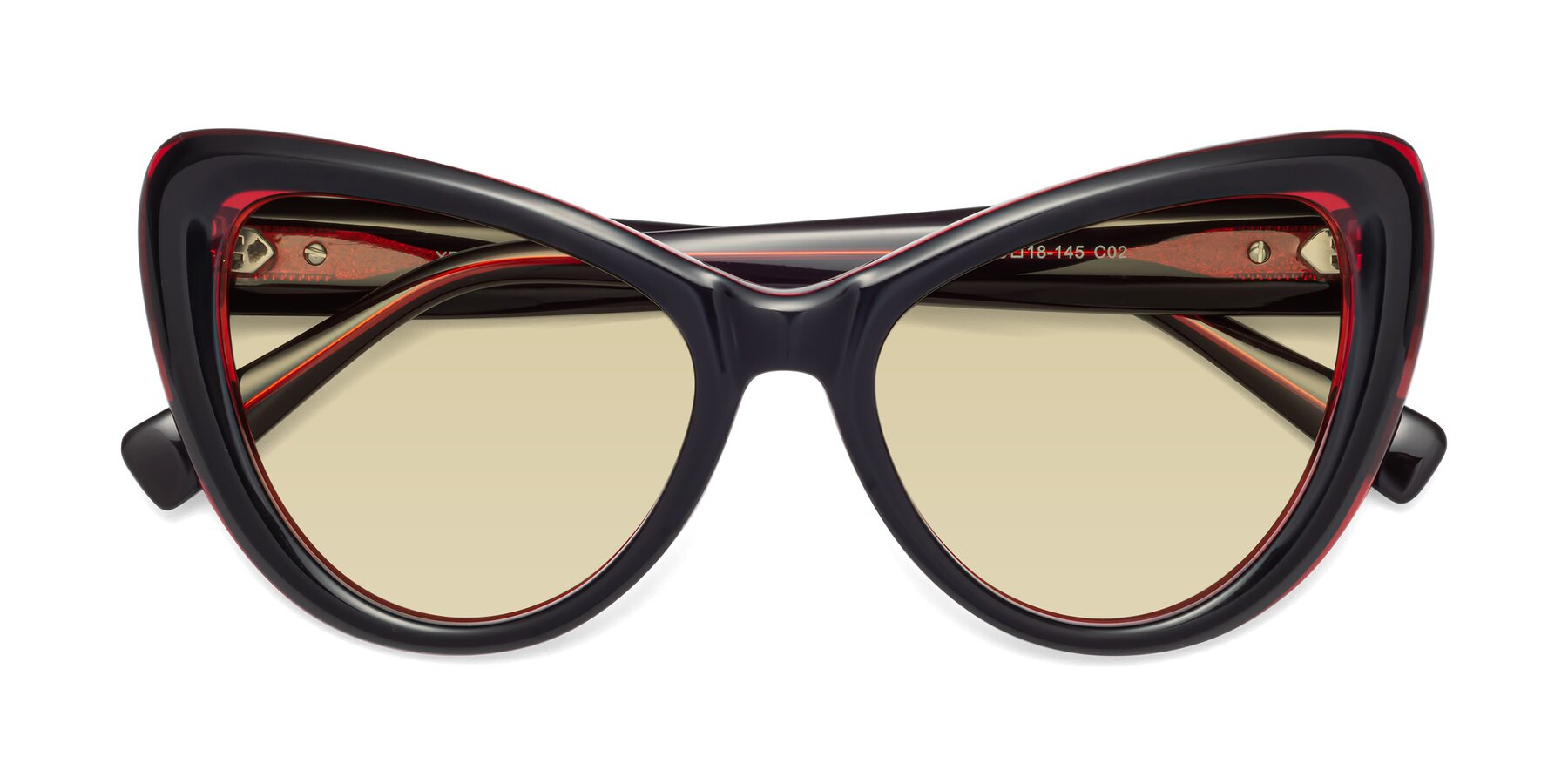 Folded Front of 1574 in Black-Wine with Light Champagne Tinted Lenses