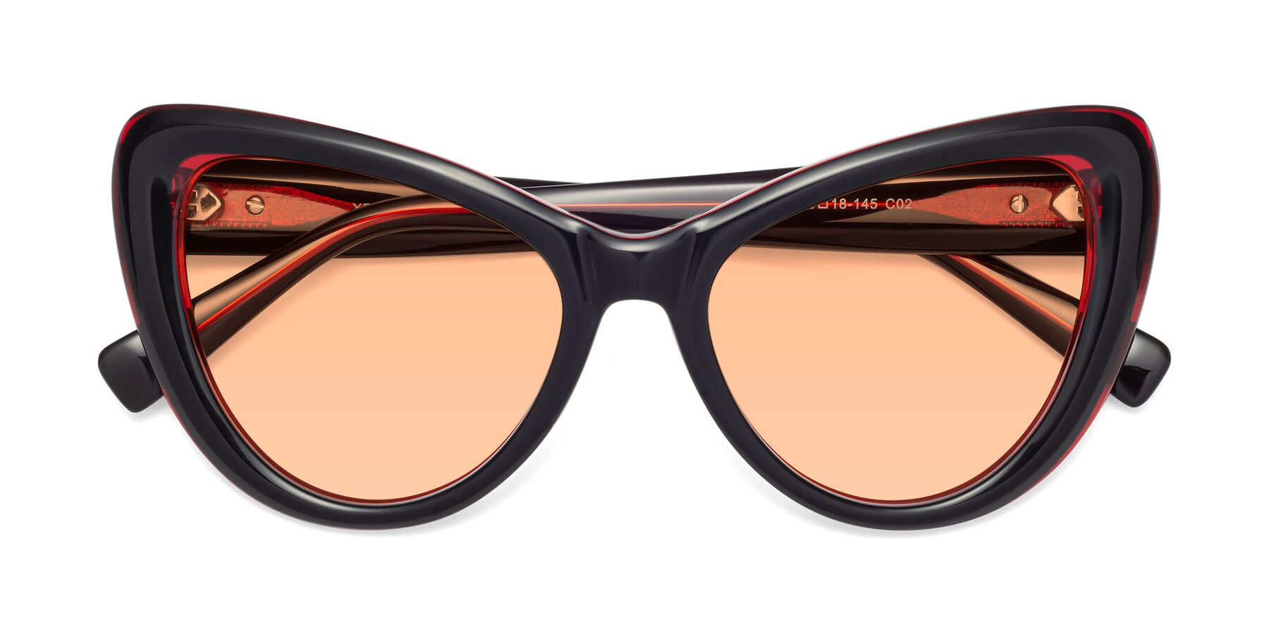 Folded Front of 1574 in Black-Wine with Light Orange Tinted Lenses
