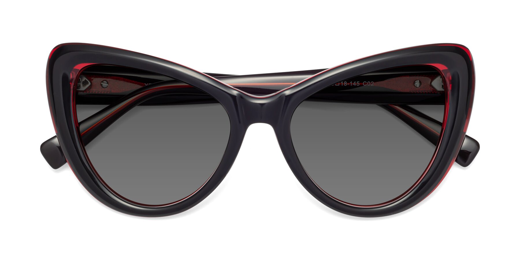 Folded Front of 1574 in Black-Wine with Medium Gray Tinted Lenses