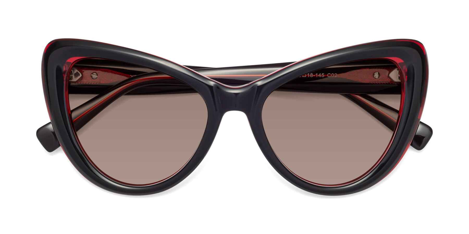 Folded Front of 1574 in Black-Wine with Medium Brown Tinted Lenses