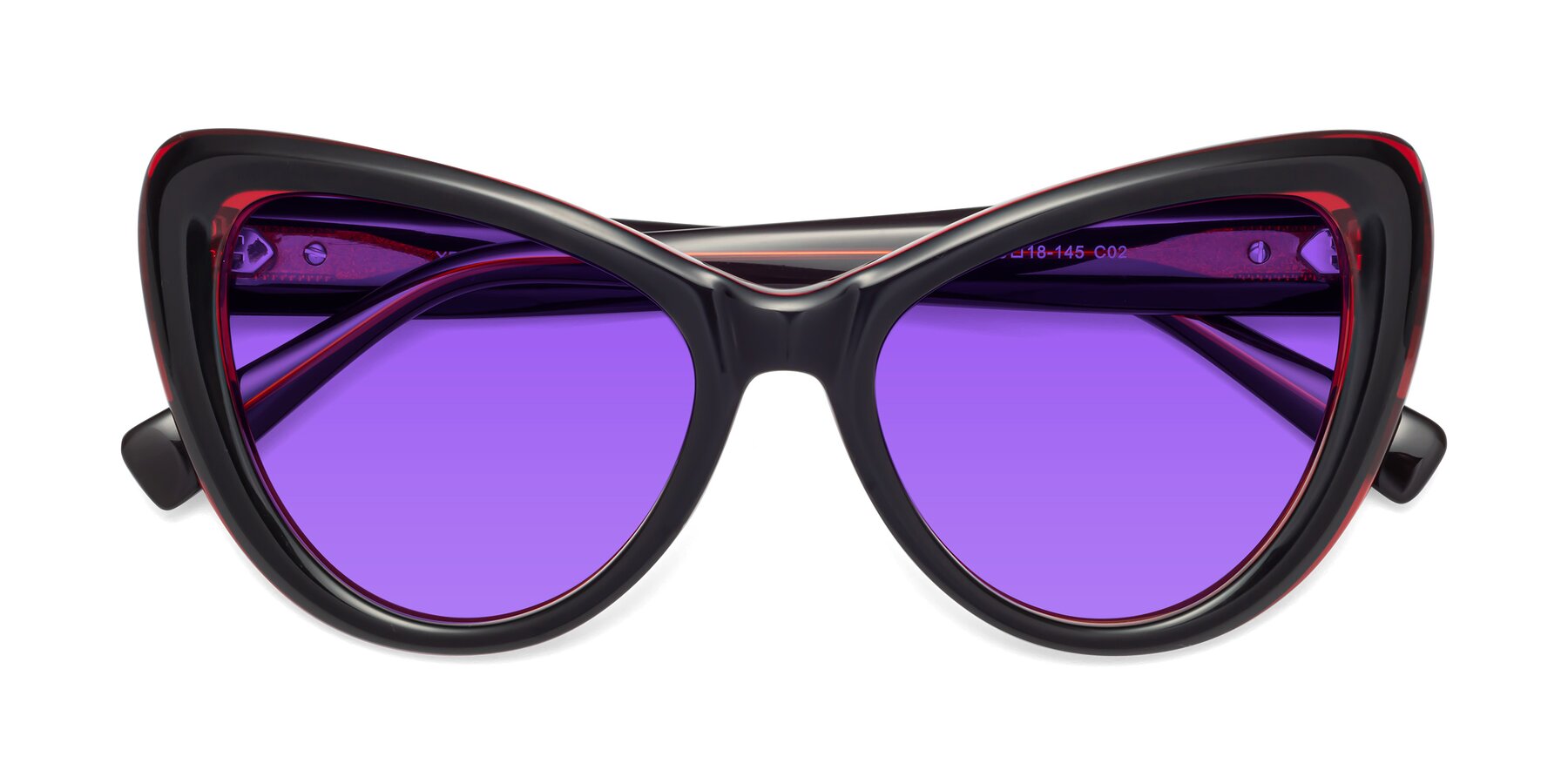 Folded Front of 1574 in Black-Wine with Purple Tinted Lenses