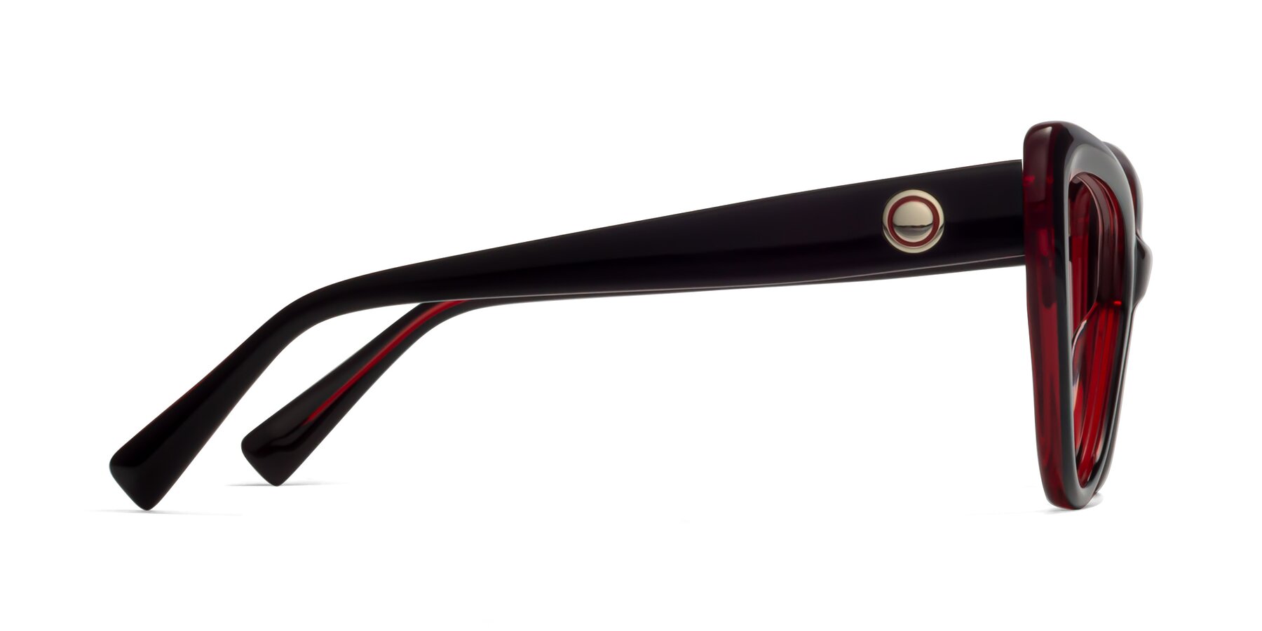 Side of 1574 in Black-Wine with Light Garnet Tinted Lenses