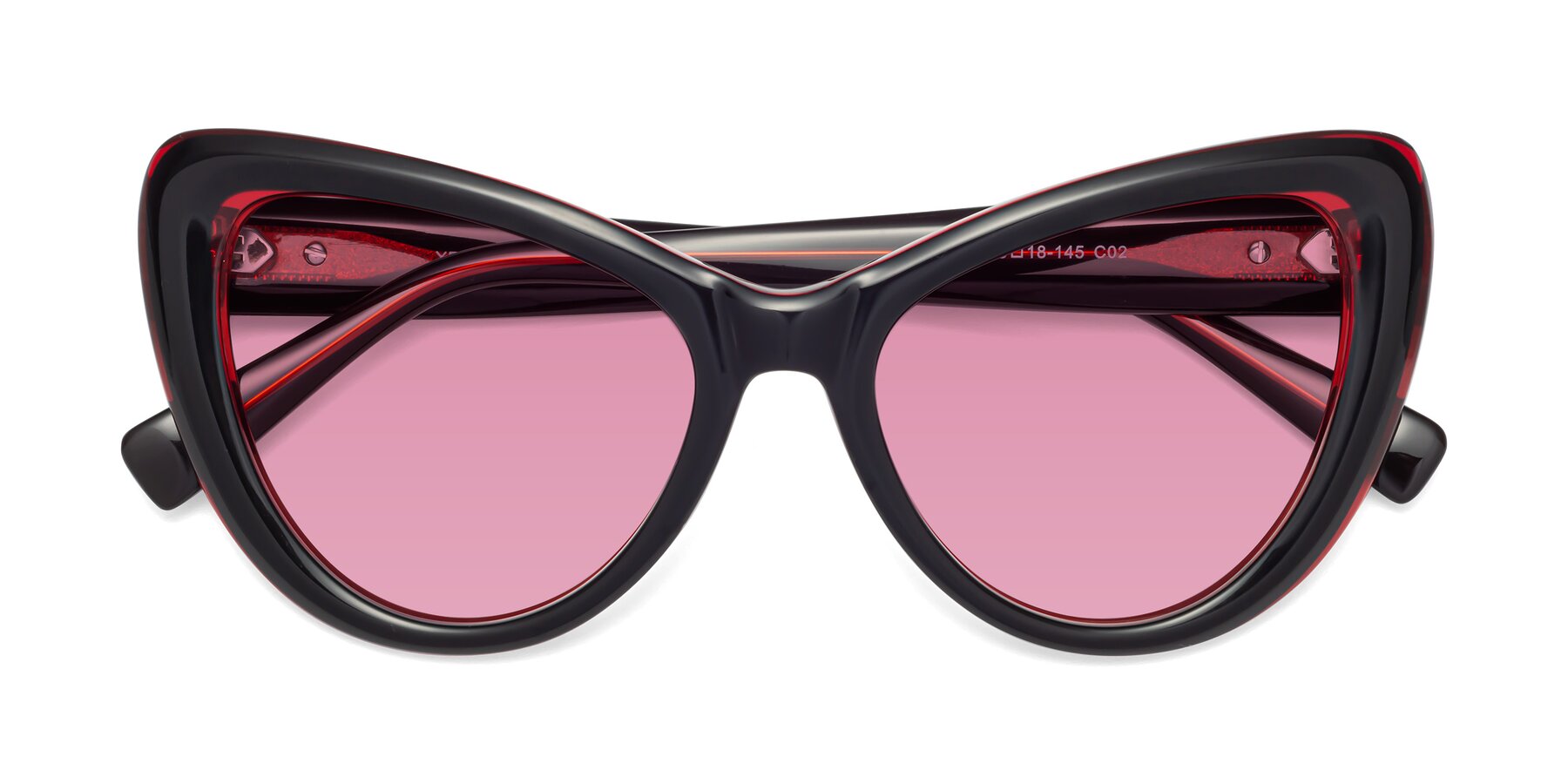 Folded Front of 1574 in Black-Wine with Medium Wine Tinted Lenses