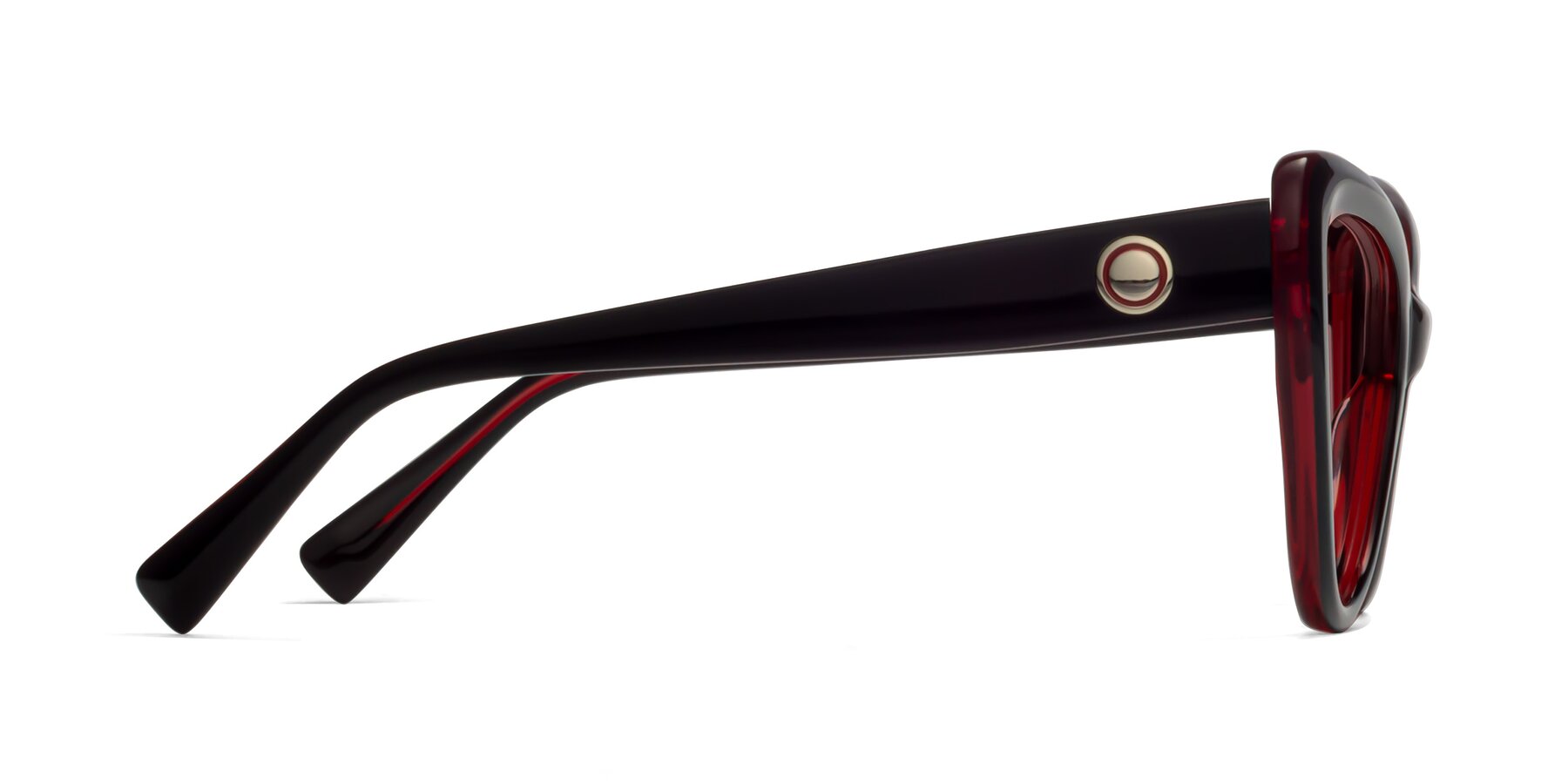 Side of 1574 in Black-Wine with Medium Garnet Tinted Lenses