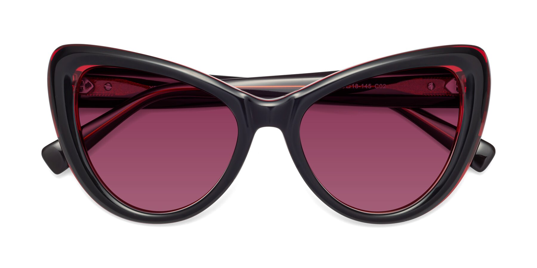 Folded Front of 1574 in Black-Wine with Wine Tinted Lenses