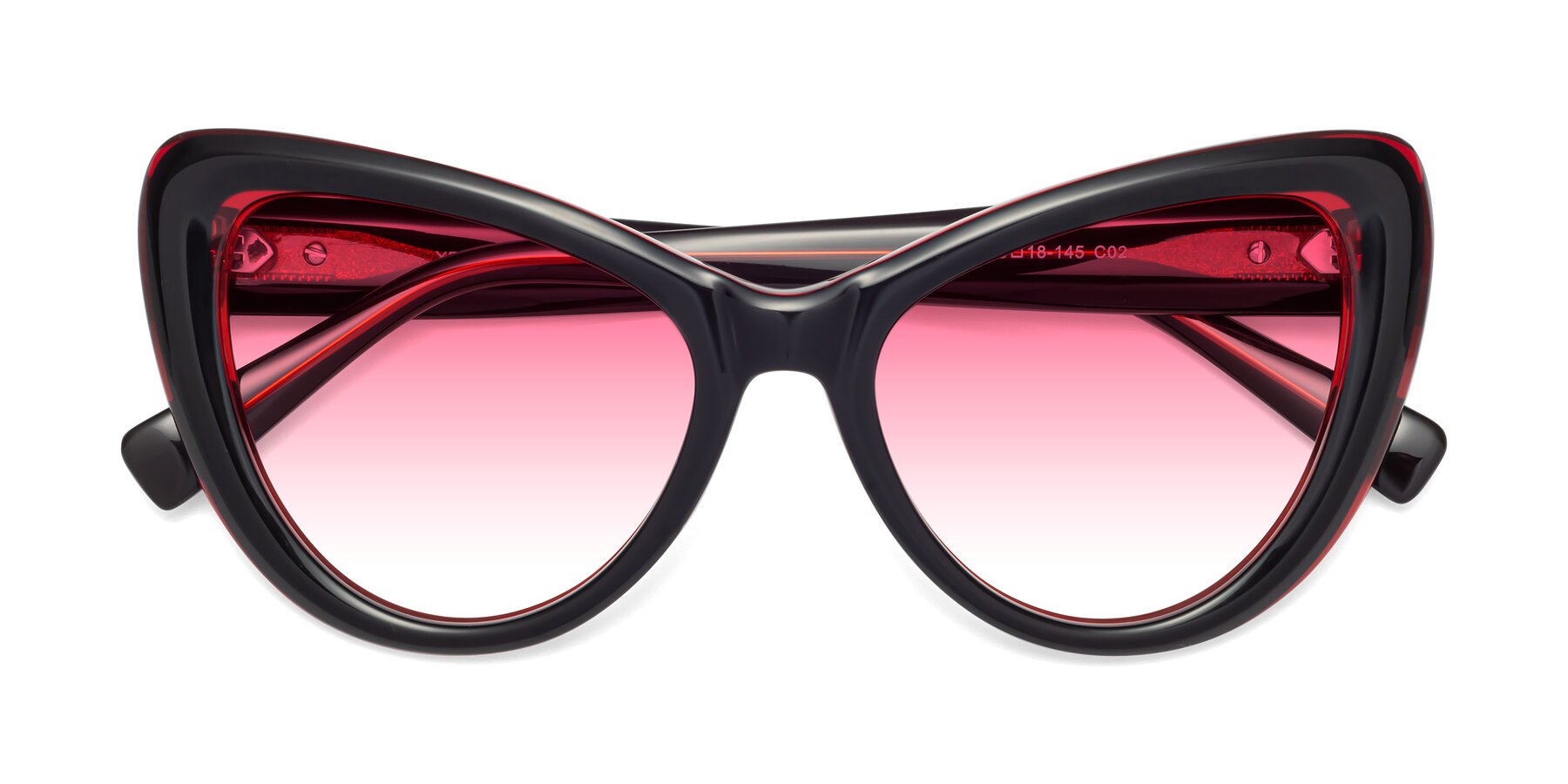 Folded Front of 1574 in Black-Wine with Pink Gradient Lenses