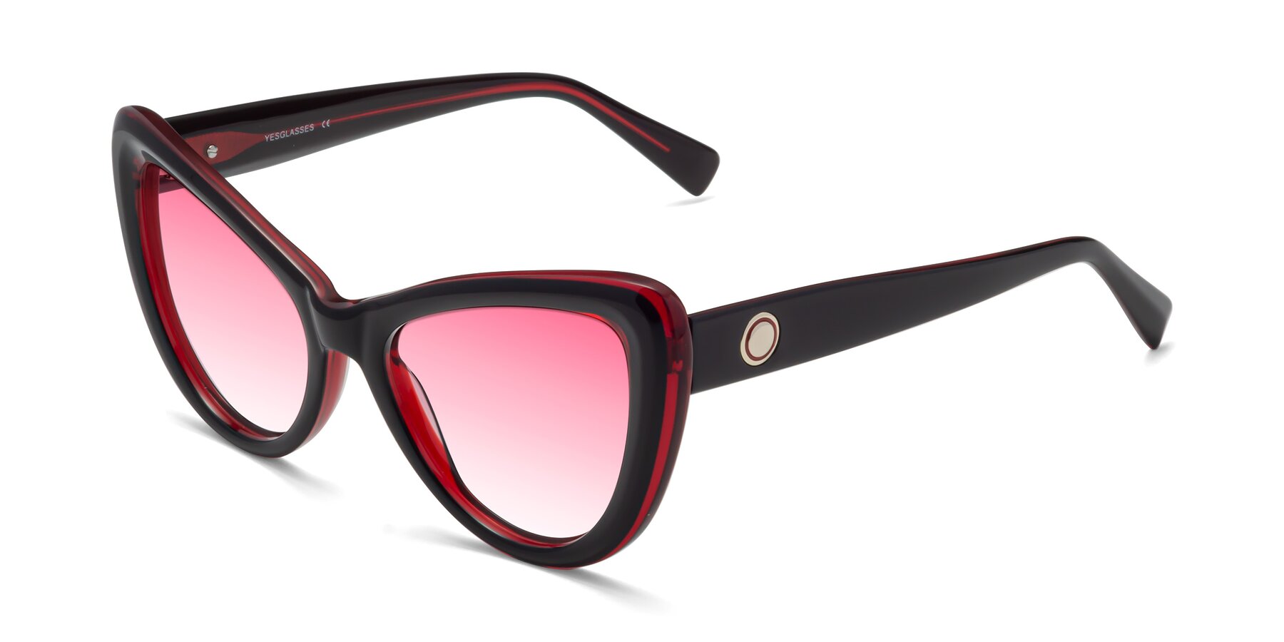 Angle of 1574 in Black-Wine with Pink Gradient Lenses