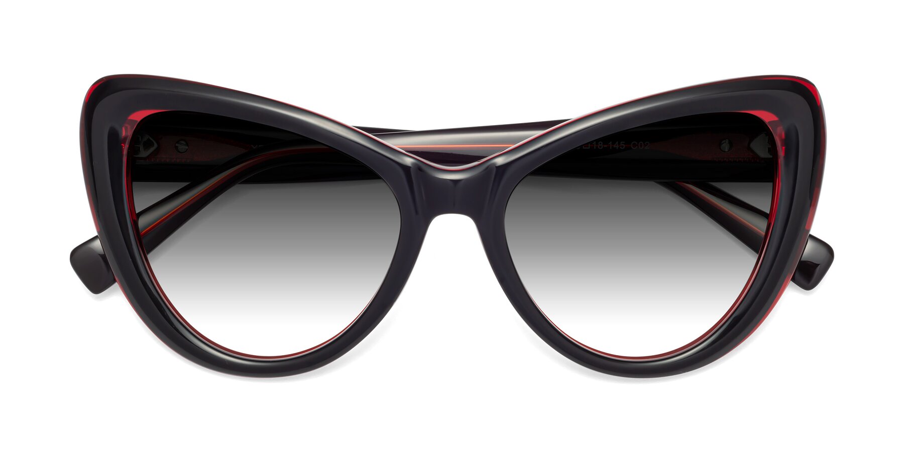 Folded Front of 1574 in Black-Wine with Gray Gradient Lenses