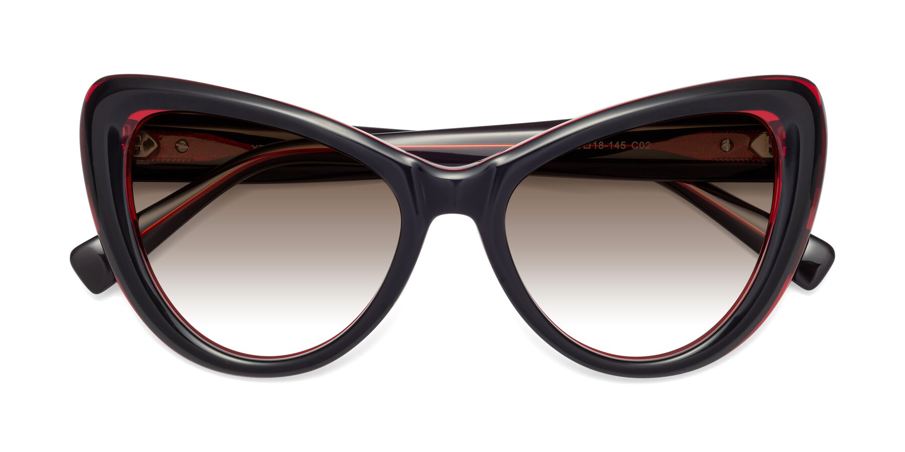 Folded Front of 1574 in Black-Wine with Brown Gradient Lenses