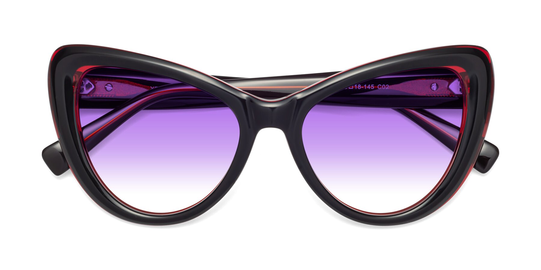 Folded Front of 1574 in Black-Wine with Purple Gradient Lenses