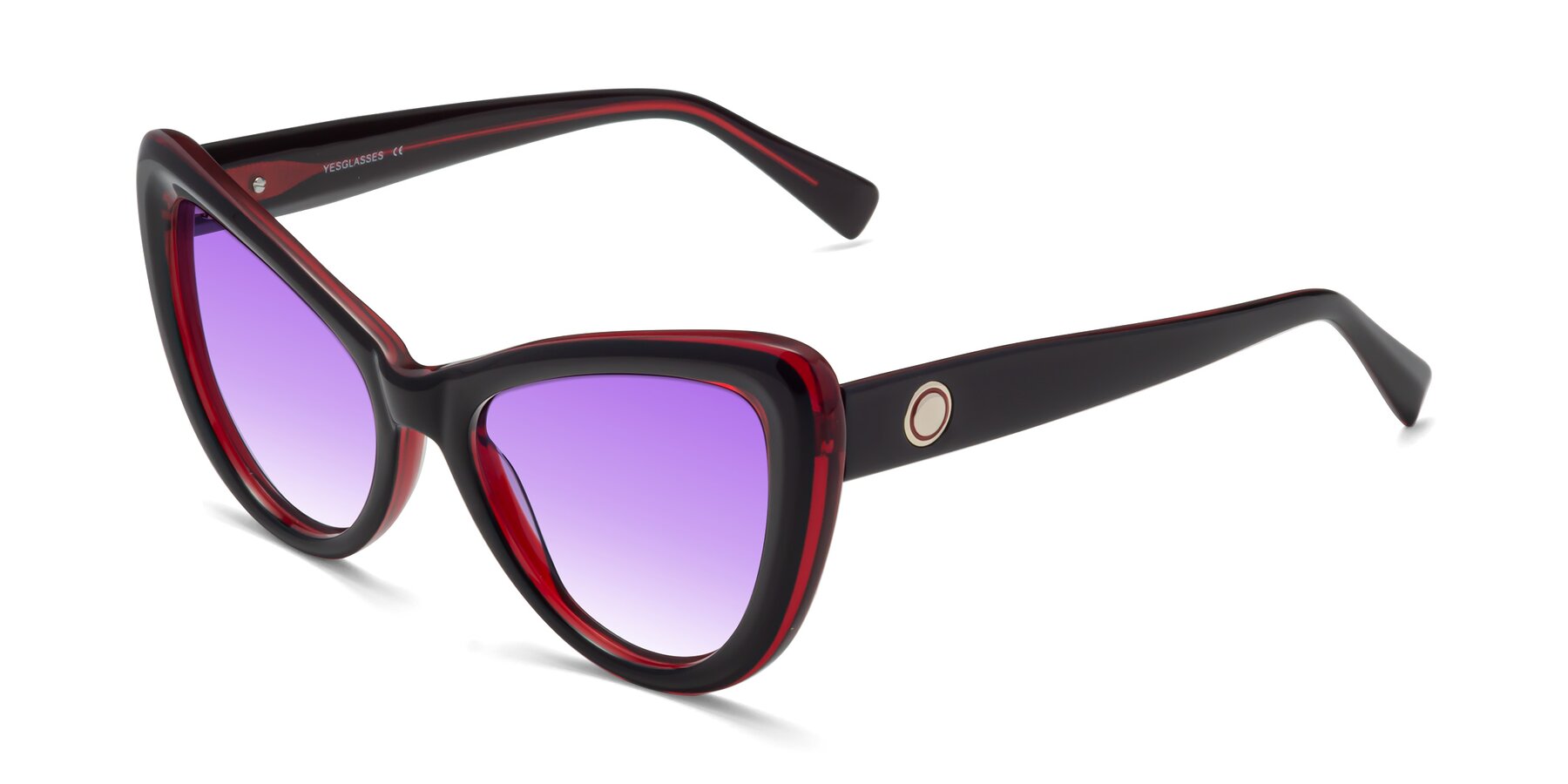 Angle of 1574 in Black-Wine with Purple Gradient Lenses