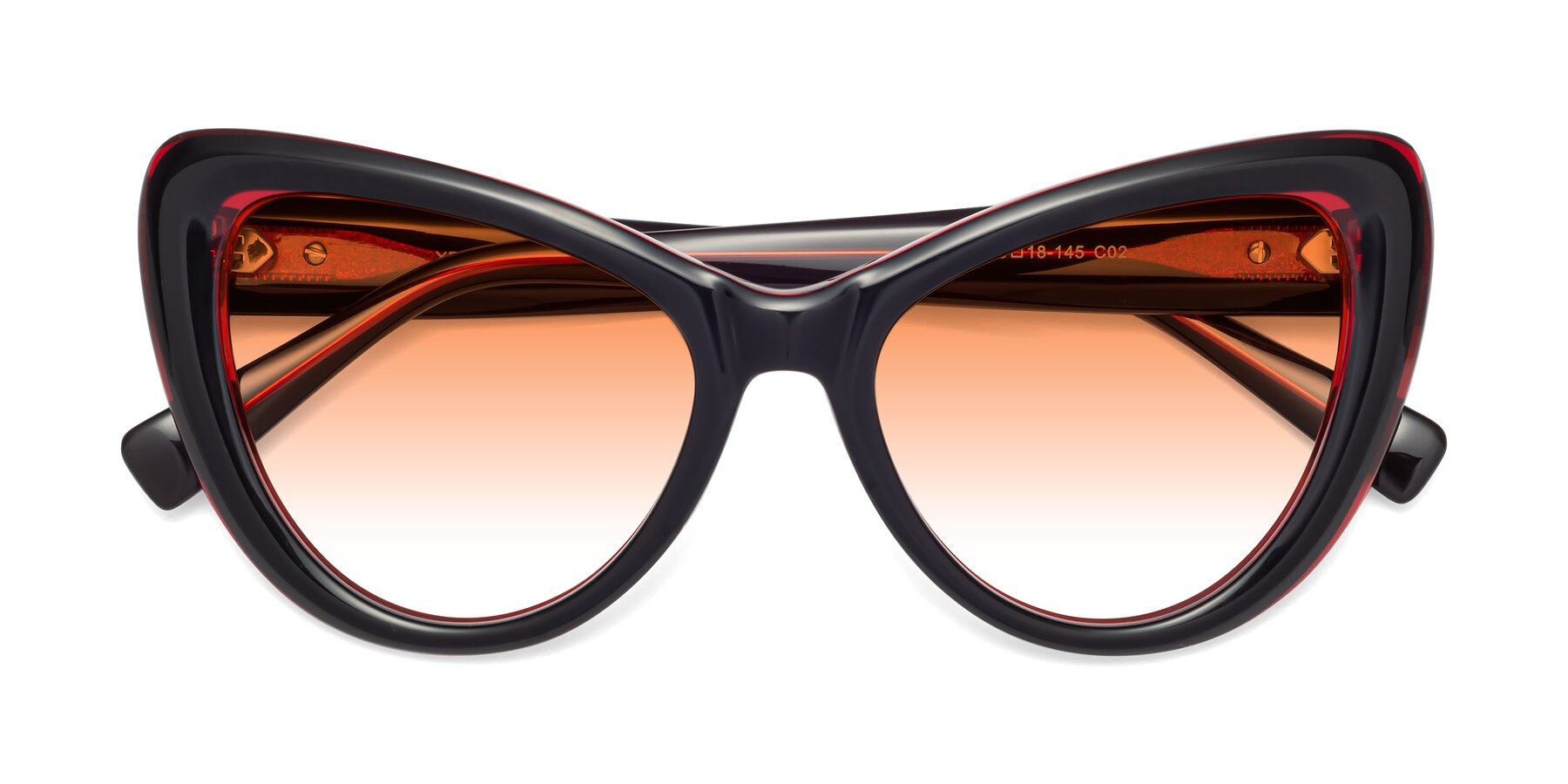 Folded Front of 1574 in Black-Wine with Orange Gradient Lenses