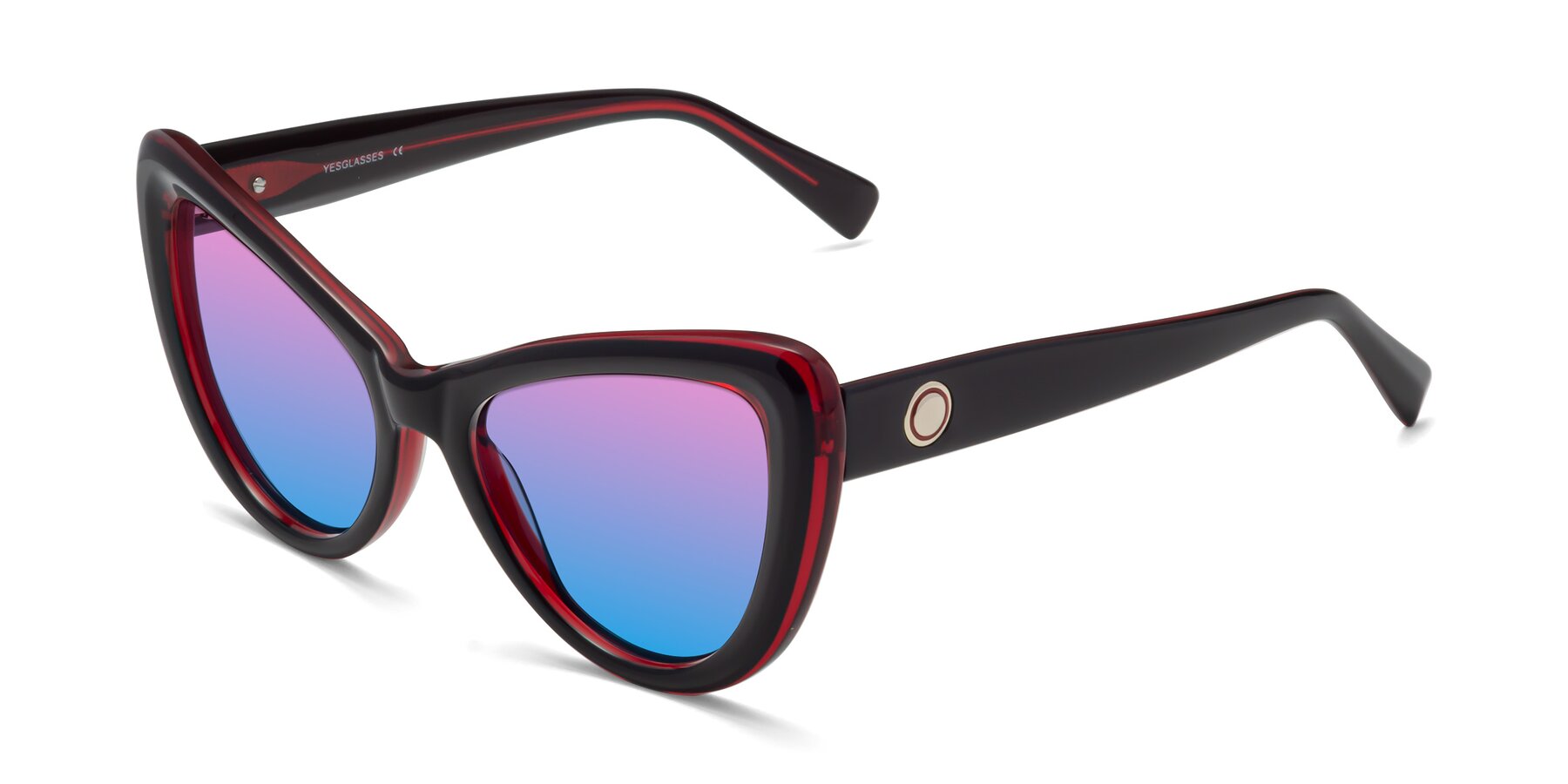 Angle of 1574 in Black-Wine with Pink / Blue Gradient Lenses