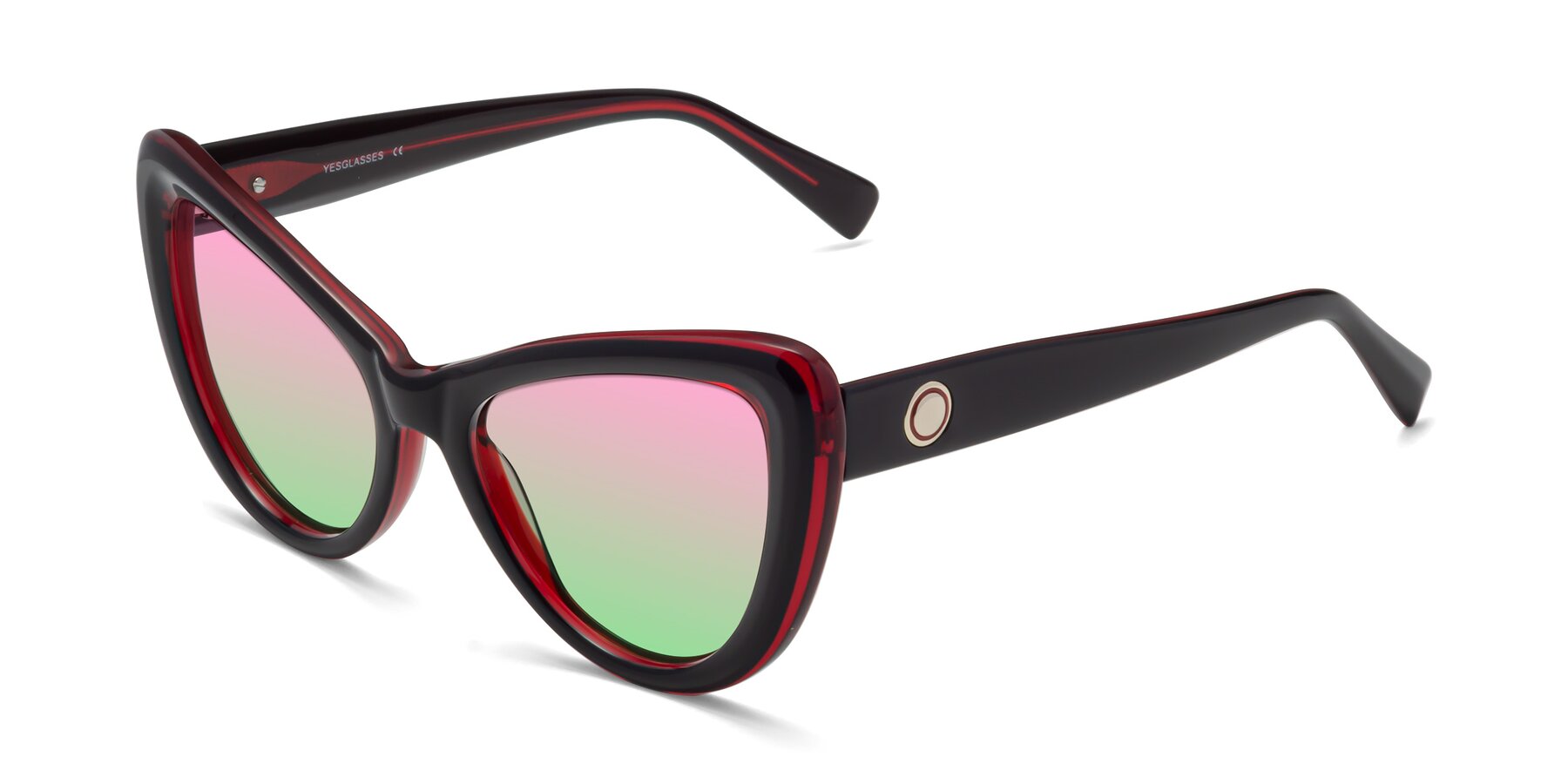 Angle of 1574 in Black-Wine with Pink / Green Gradient Lenses