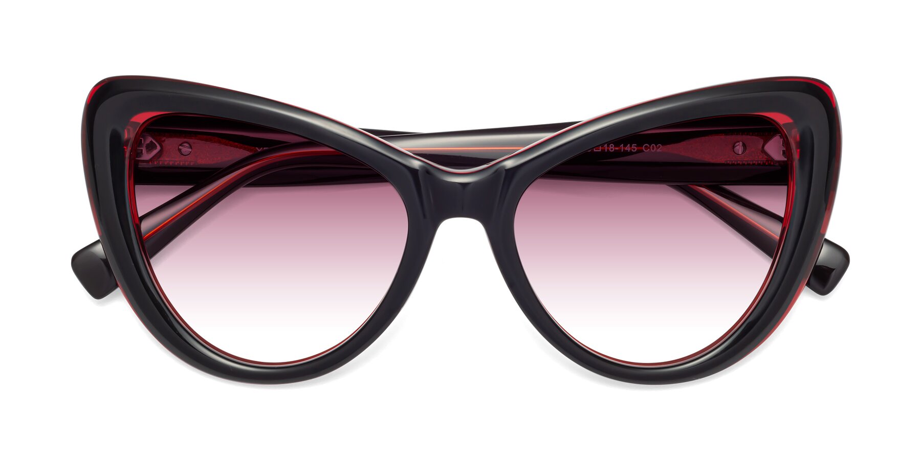 Folded Front of 1574 in Black-Wine with Wine Gradient Lenses