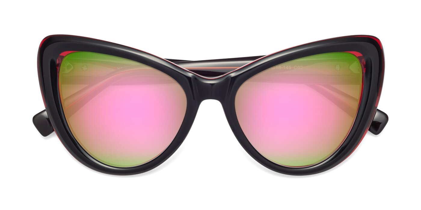 1574 - Black / Wine Flash Mirrored Sunglasses