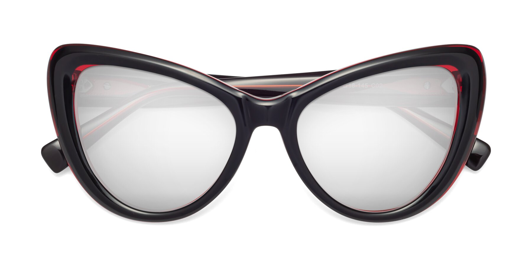 Folded Front of 1574 in Black-Wine with Silver Mirrored Lenses