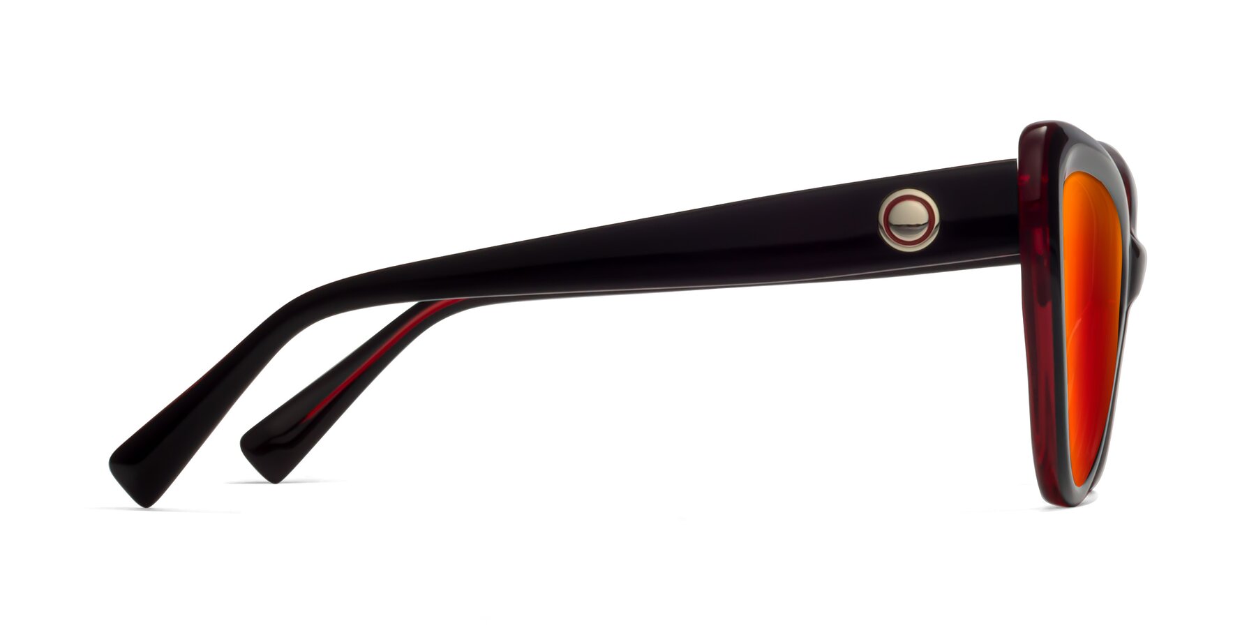 Side of 1574 in Black-Wine with Red Gold Mirrored Lenses