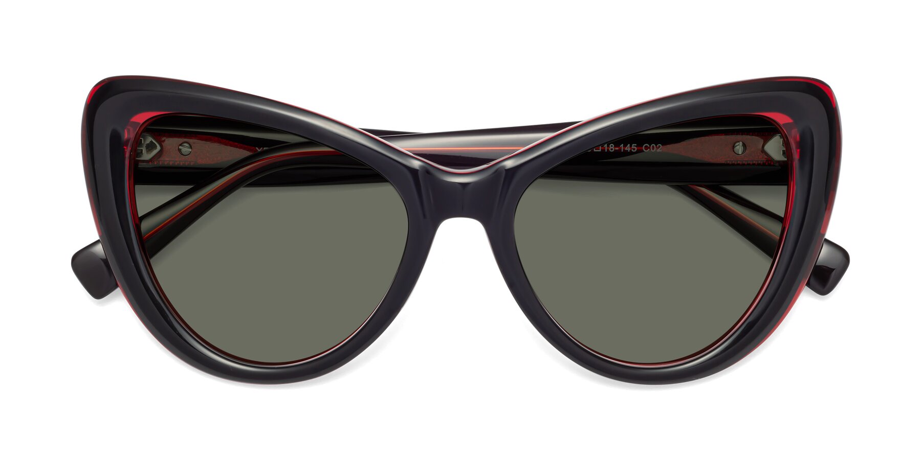 Folded Front of 1574 in Black-Wine with Gray Polarized Lenses