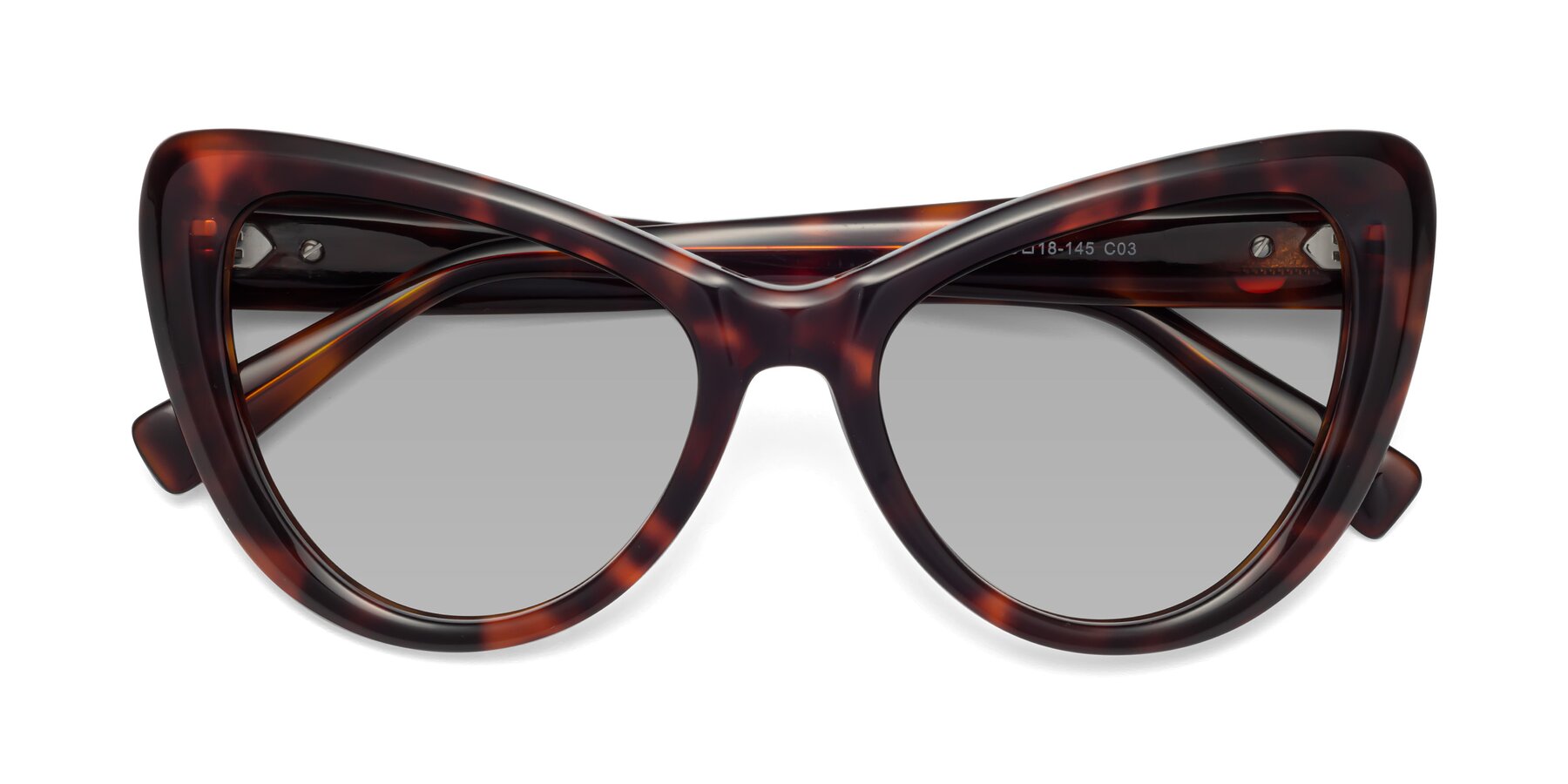 Folded Front of 1574 in Tortoise with Light Gray Tinted Lenses