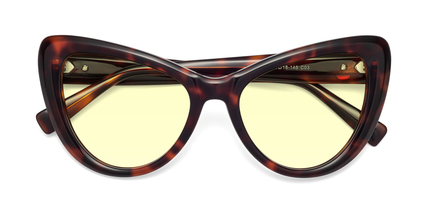 Folded Front of 1574 in Tortoise with Light Yellow Tinted Lenses