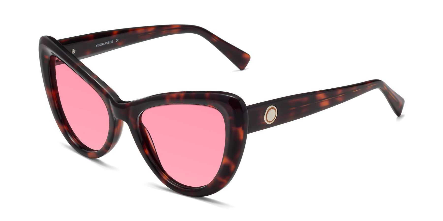 Angle of 1574 in Tortoise with Pink Tinted Lenses