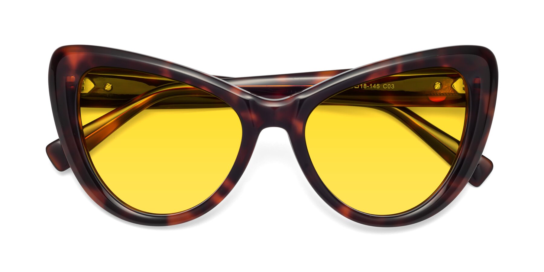 Folded Front of 1574 in Tortoise with Yellow Tinted Lenses