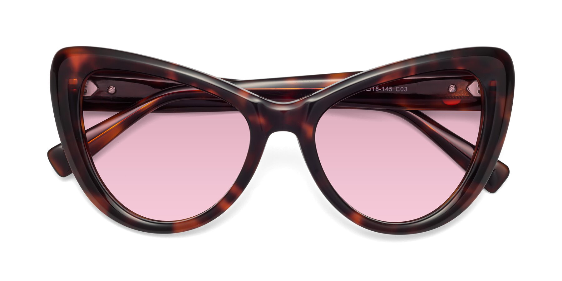 Folded Front of 1574 in Tortoise with Light Wine Tinted Lenses