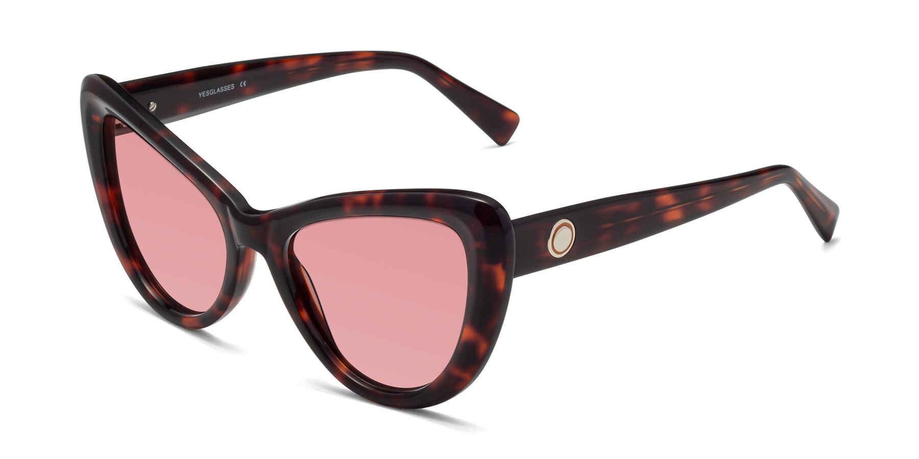 Angle of 1574 in Tortoise with Medium Garnet Tinted Lenses