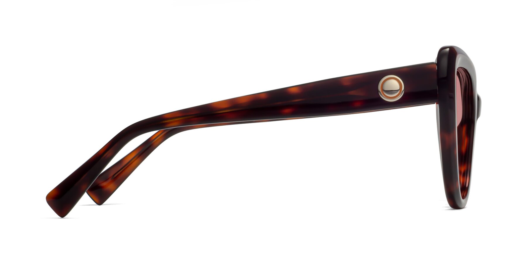 Side of 1574 in Tortoise with Medium Garnet Tinted Lenses