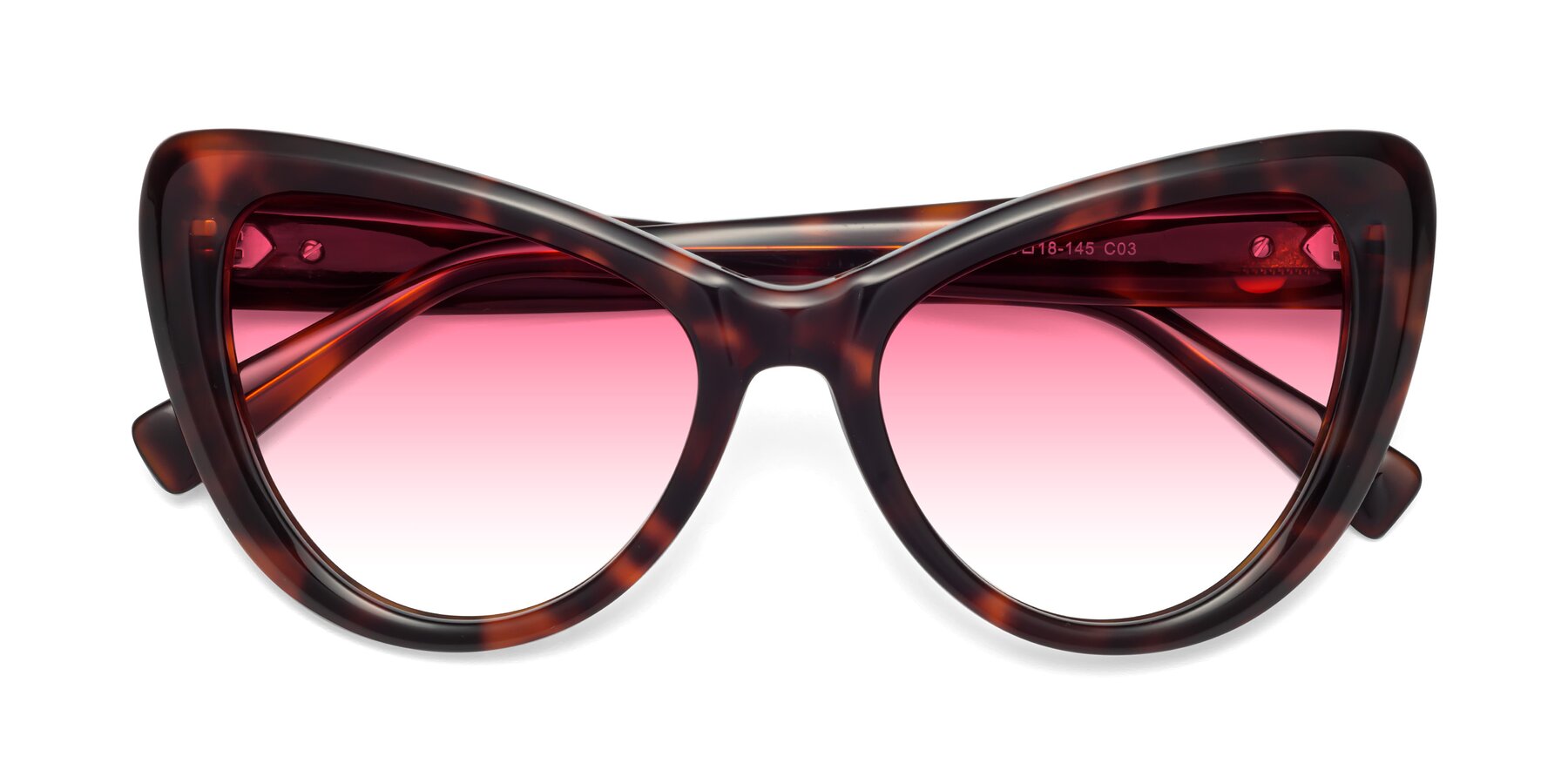 Folded Front of 1574 in Tortoise with Pink Gradient Lenses