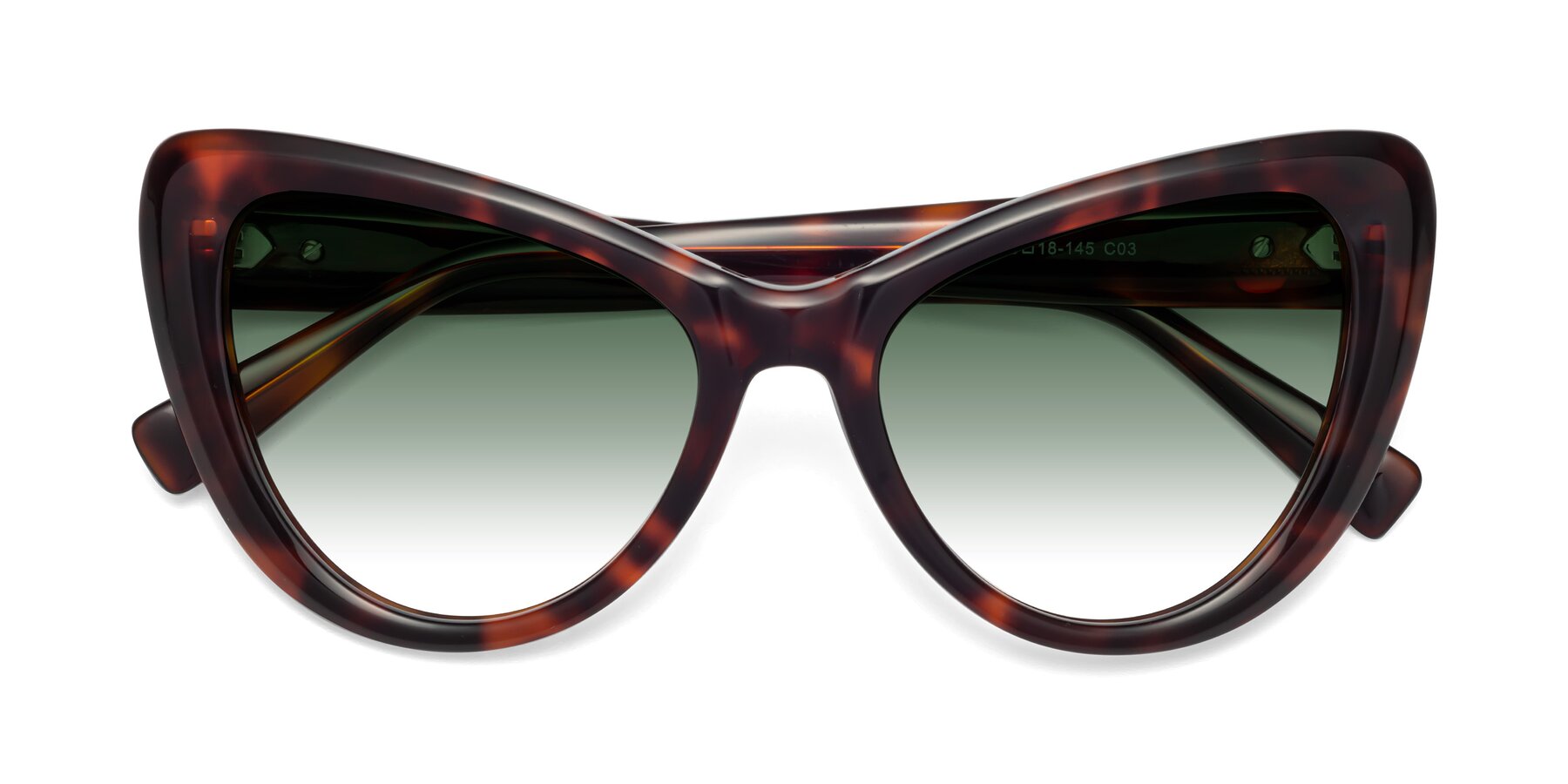 Folded Front of 1574 in Tortoise with Green Gradient Lenses