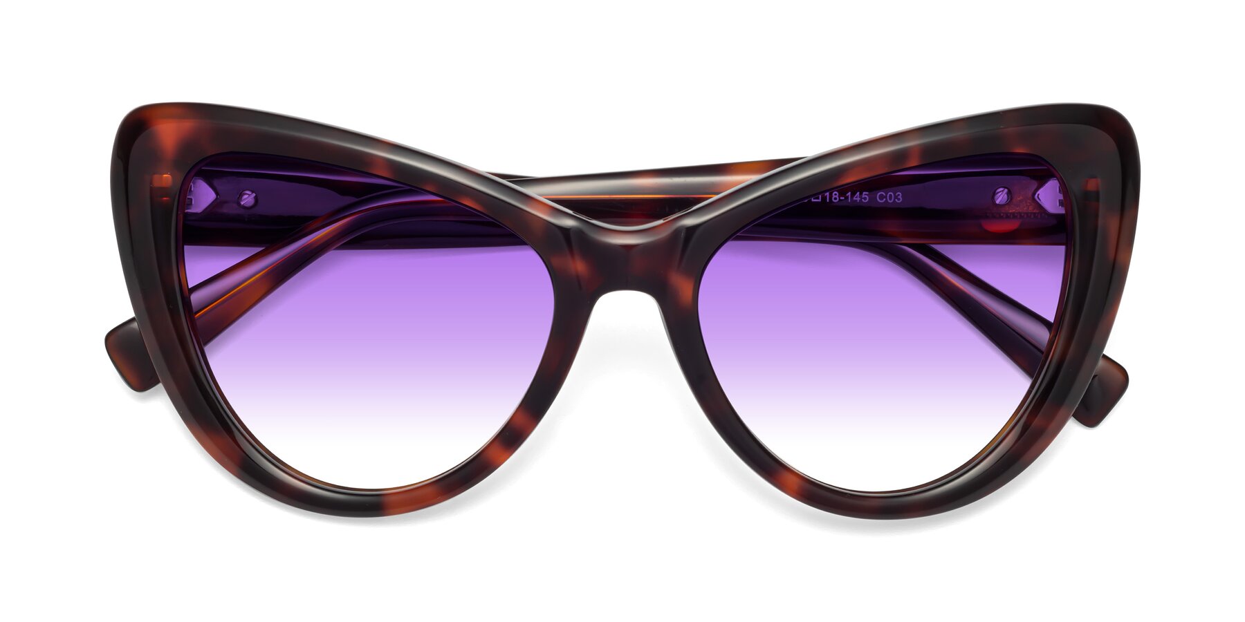 Folded Front of 1574 in Tortoise with Purple Gradient Lenses