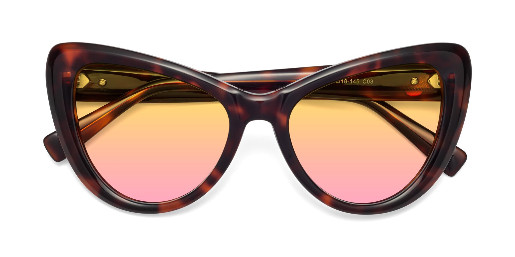 Folded Front of 1574 in Tortoise with Yellow / Pink Gradient Lenses