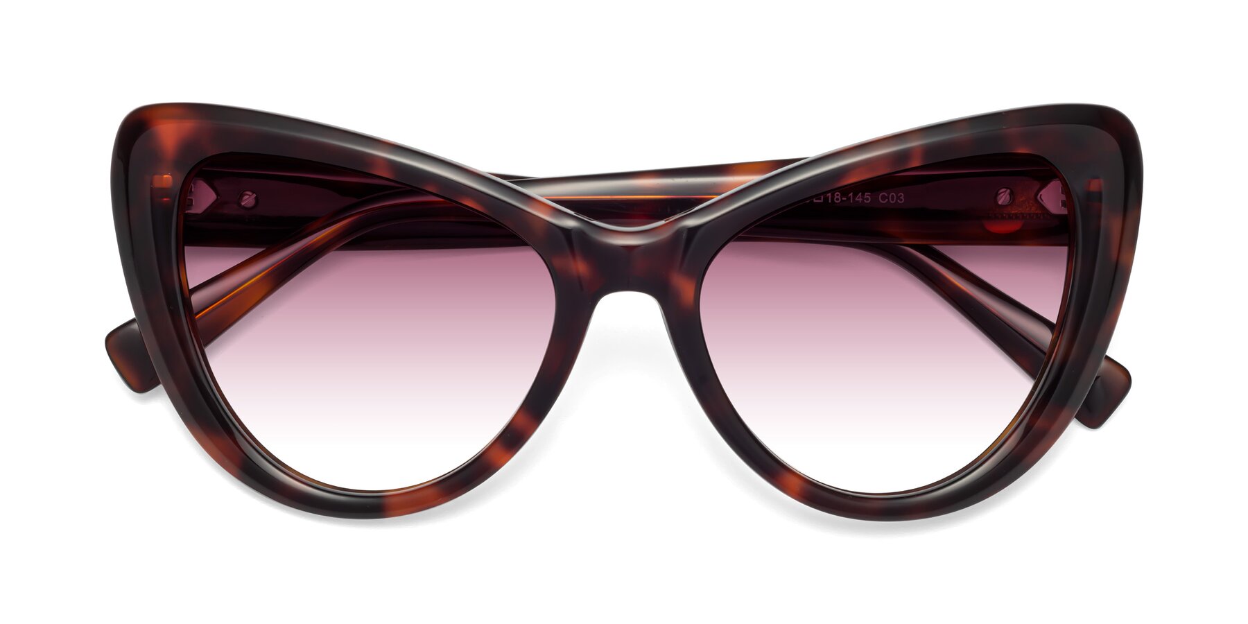 Folded Front of 1574 in Tortoise with Wine Gradient Lenses