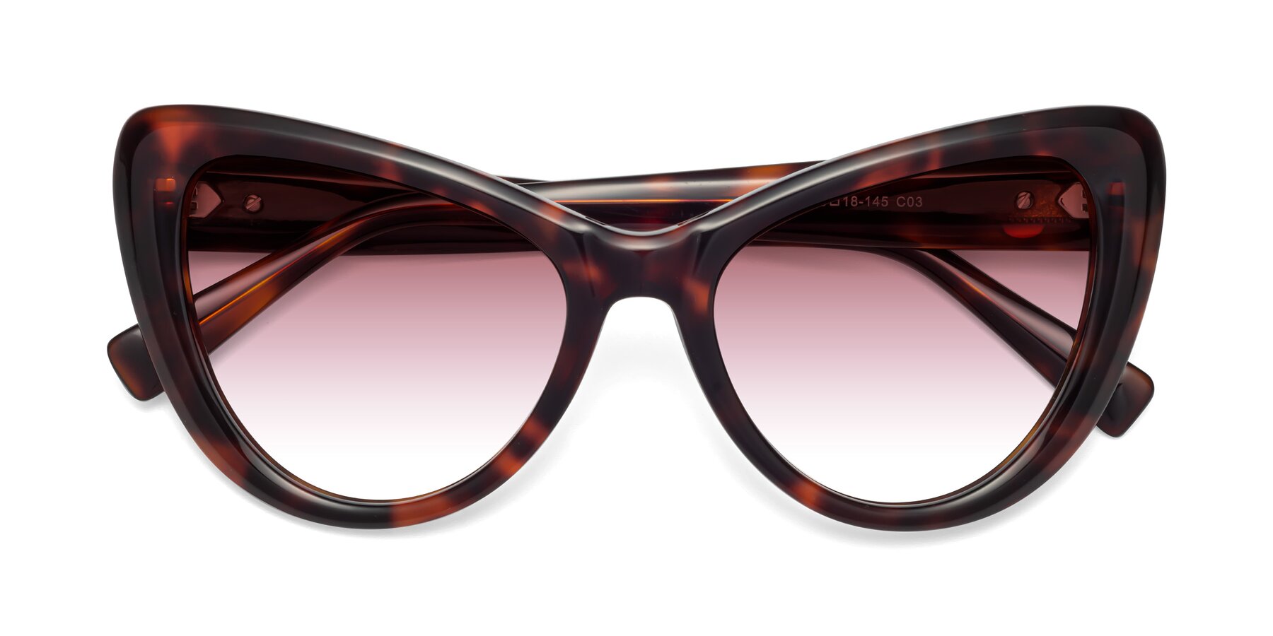 Folded Front of 1574 in Tortoise with Garnet Gradient Lenses