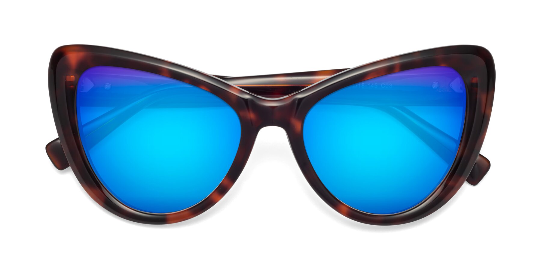 Folded Front of 1574 in Tortoise with Blue Mirrored Lenses